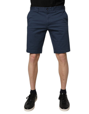 Blaue Herren-Bermudashorts aus Baumwolle mit mittlerer Taille