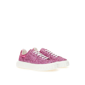 Fuchsiafarbene Elegance-Sneaker aus Leder