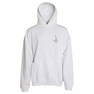 Weißer Oversize-Pullover mit Kapuze und Logo aus Baumwolle