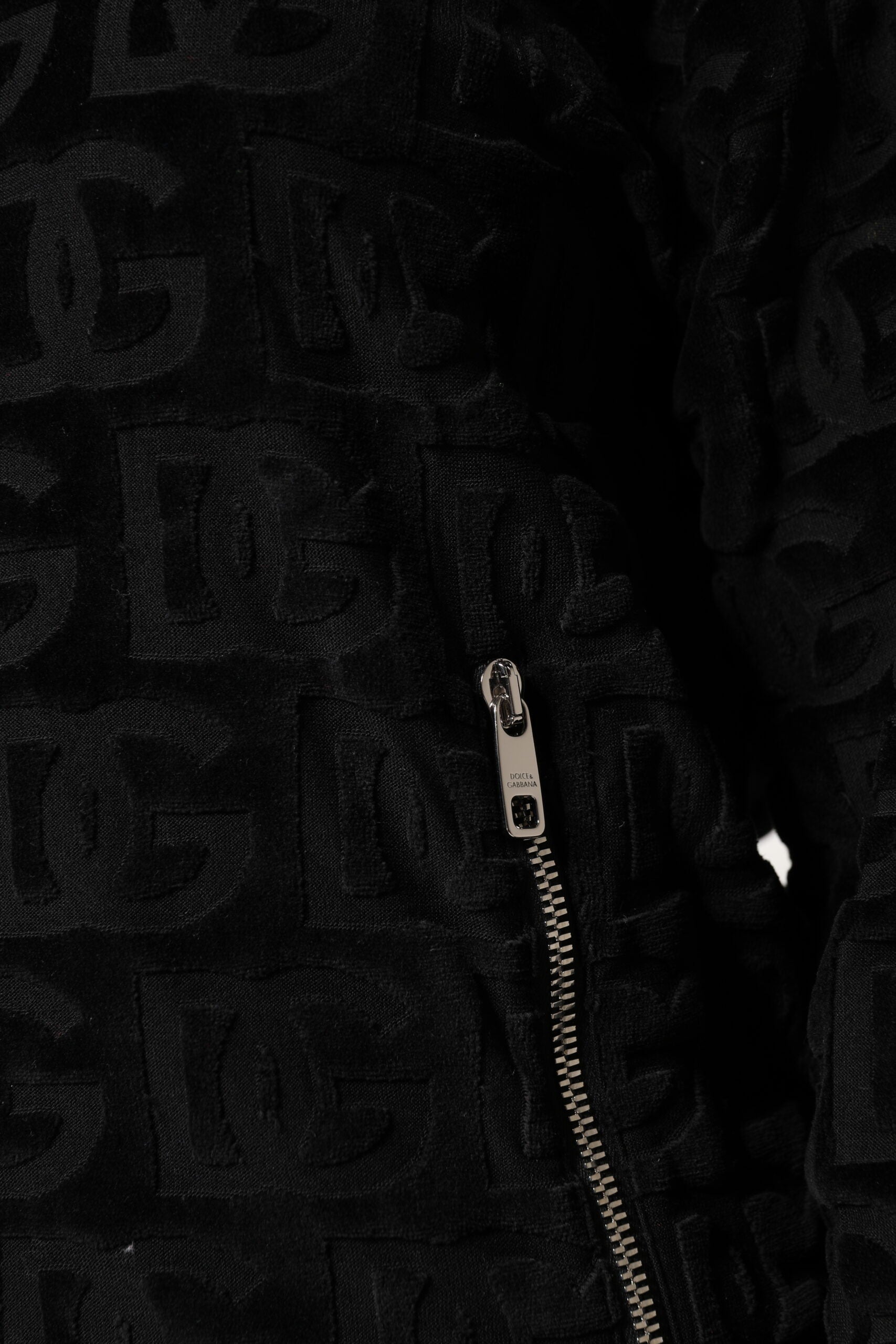 Dolce & Gabbana Black Logo Monogram Full Zip Bomber Jacket