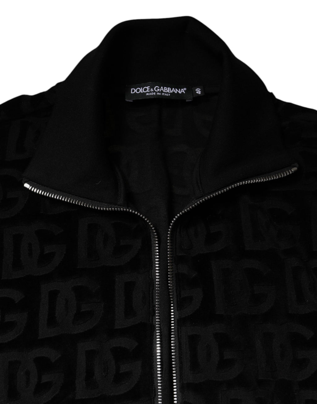 Dolce & Gabbana Black Logo Monogram Full Zip Bomber Jacket