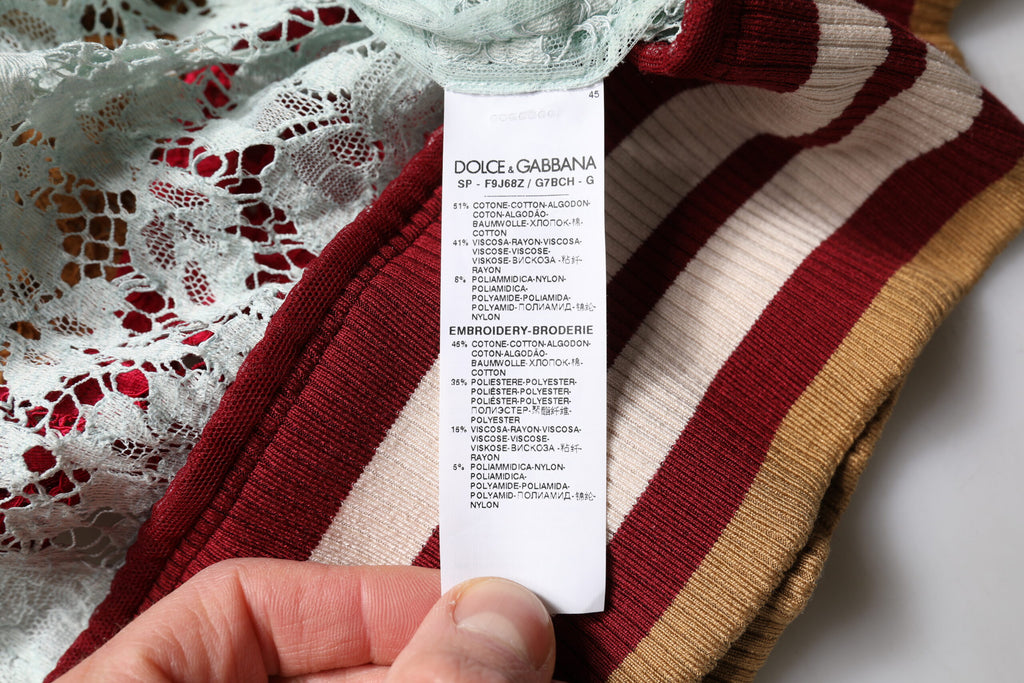 Mehrfarbiger Cardigan-Pullover mit Blumenspitze