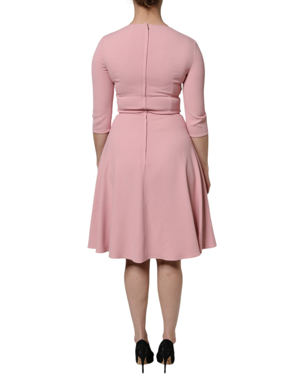 Dolce & Gabbana Pink A-line Flare Viscose 3/4 Sleeves Dress