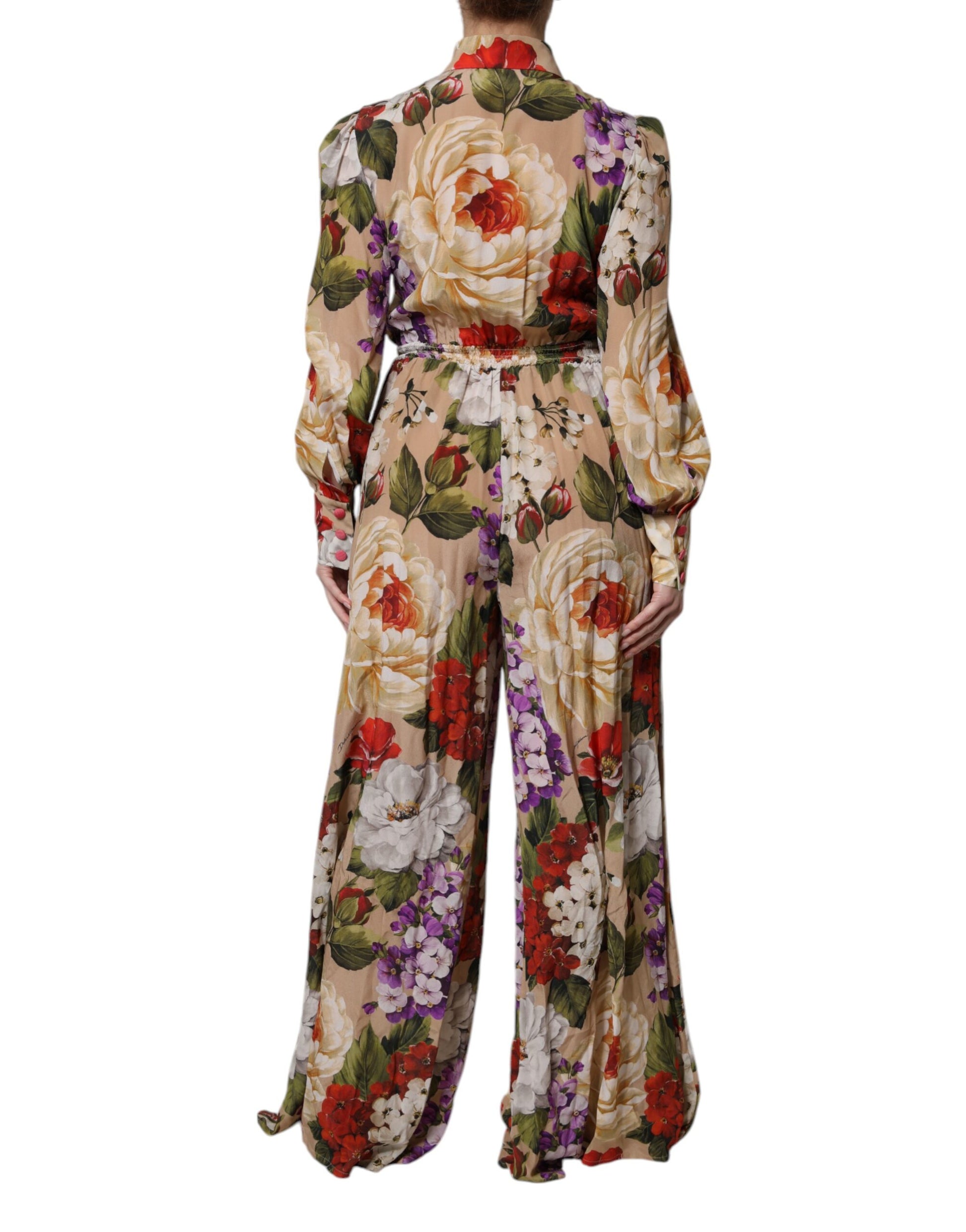 Dolce & Gabbana Multicolor Floral Wide Leg Jumpsuit Dress