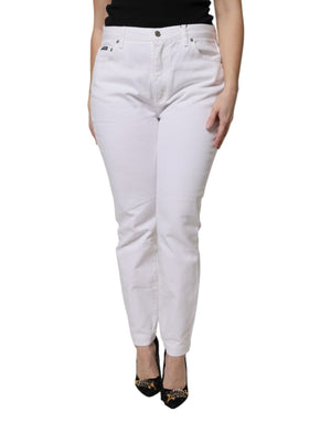 Weiße Skinny-Jeans aus Baumwolle mit mittlerer Taille