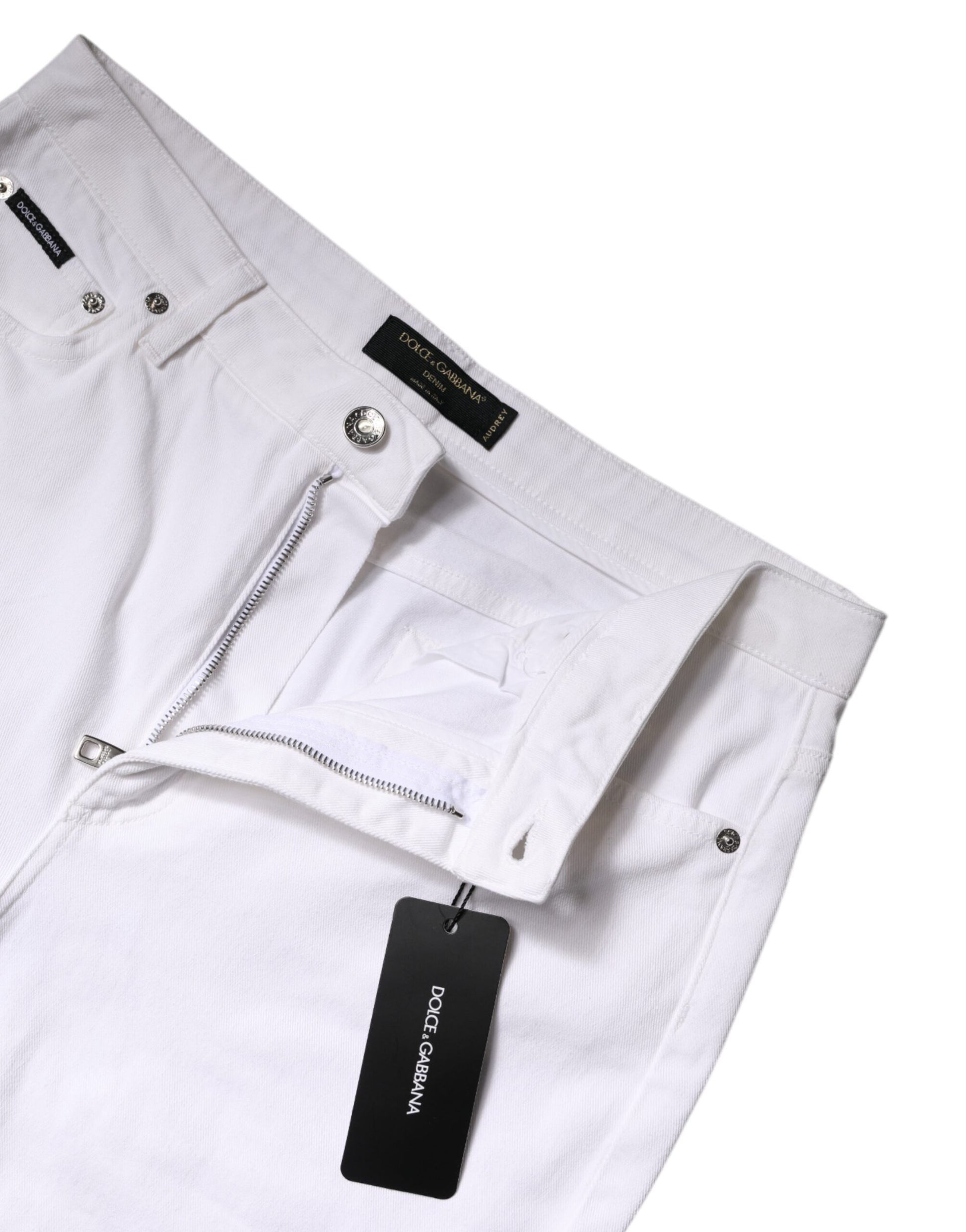 Weiße Skinny-Jeans aus Baumwolle mit mittlerer Taille