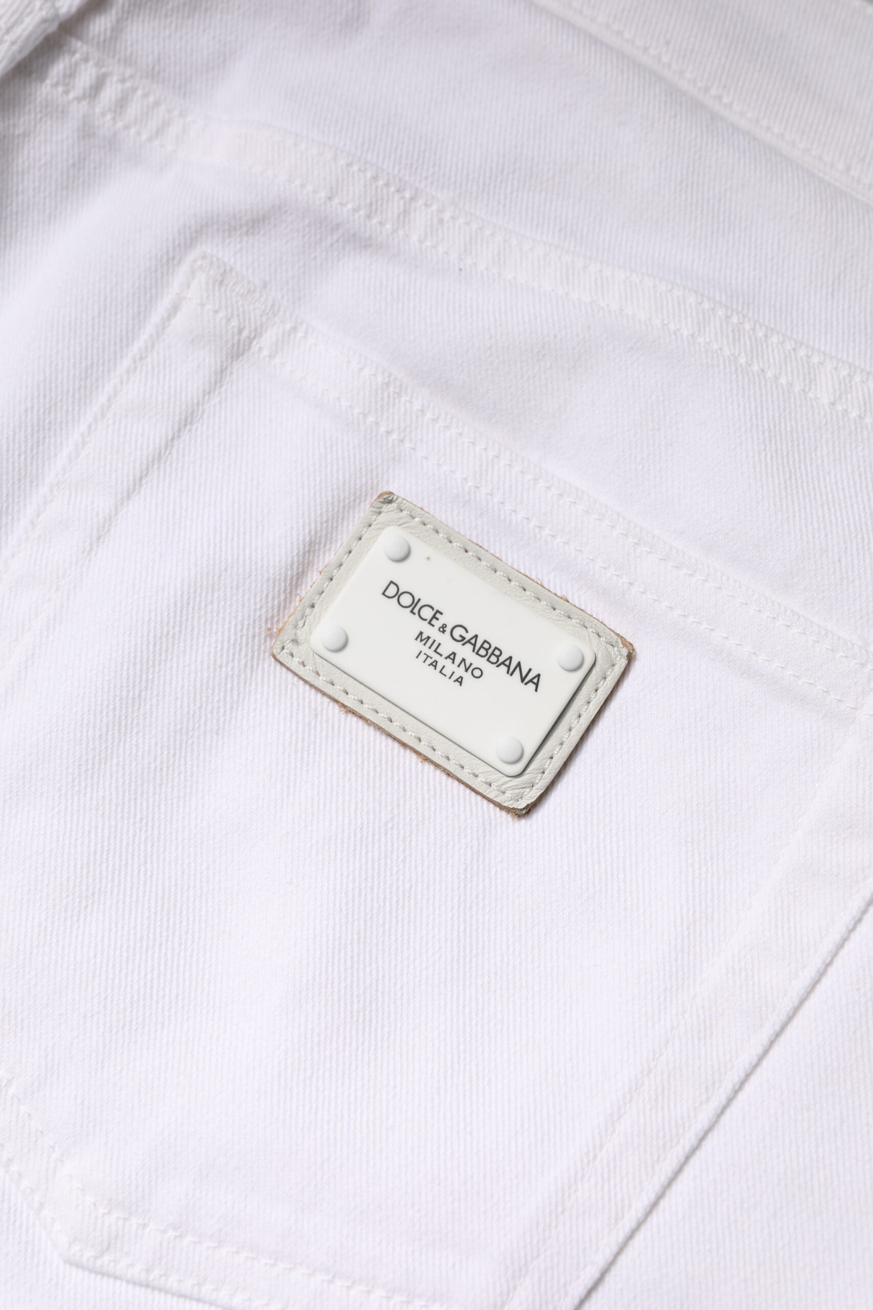 Weiße Skinny-Jeans aus Baumwolle mit mittlerer Taille