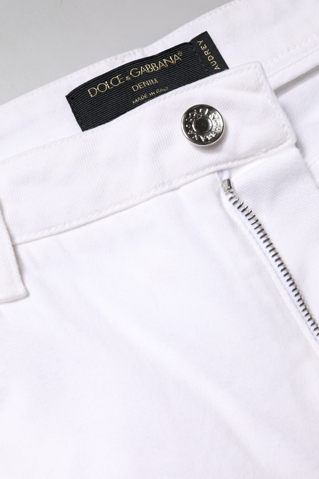 Weiße Skinny-Jeans aus Baumwolle mit mittlerer Taille