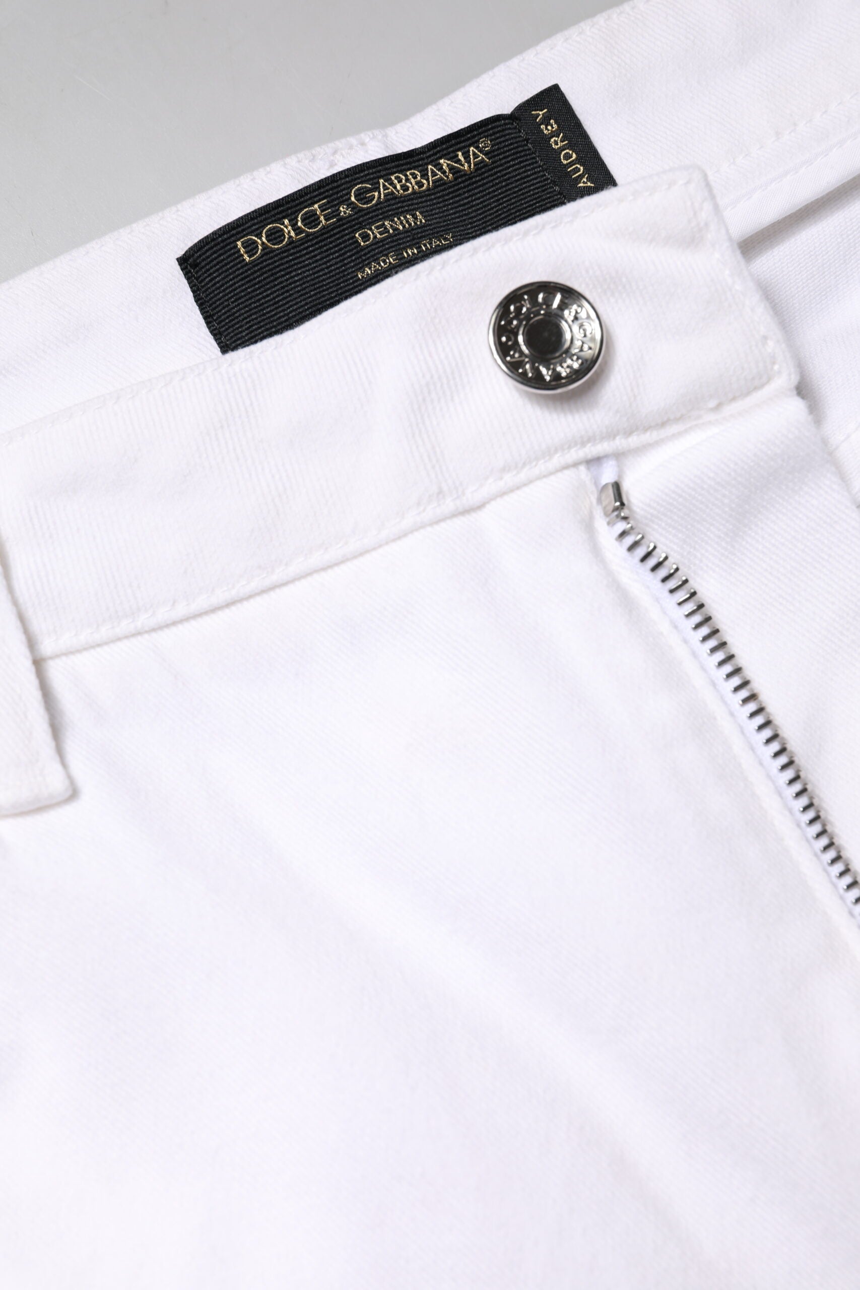 Weiße Skinny-Jeans aus Baumwolle mit mittlerer Taille