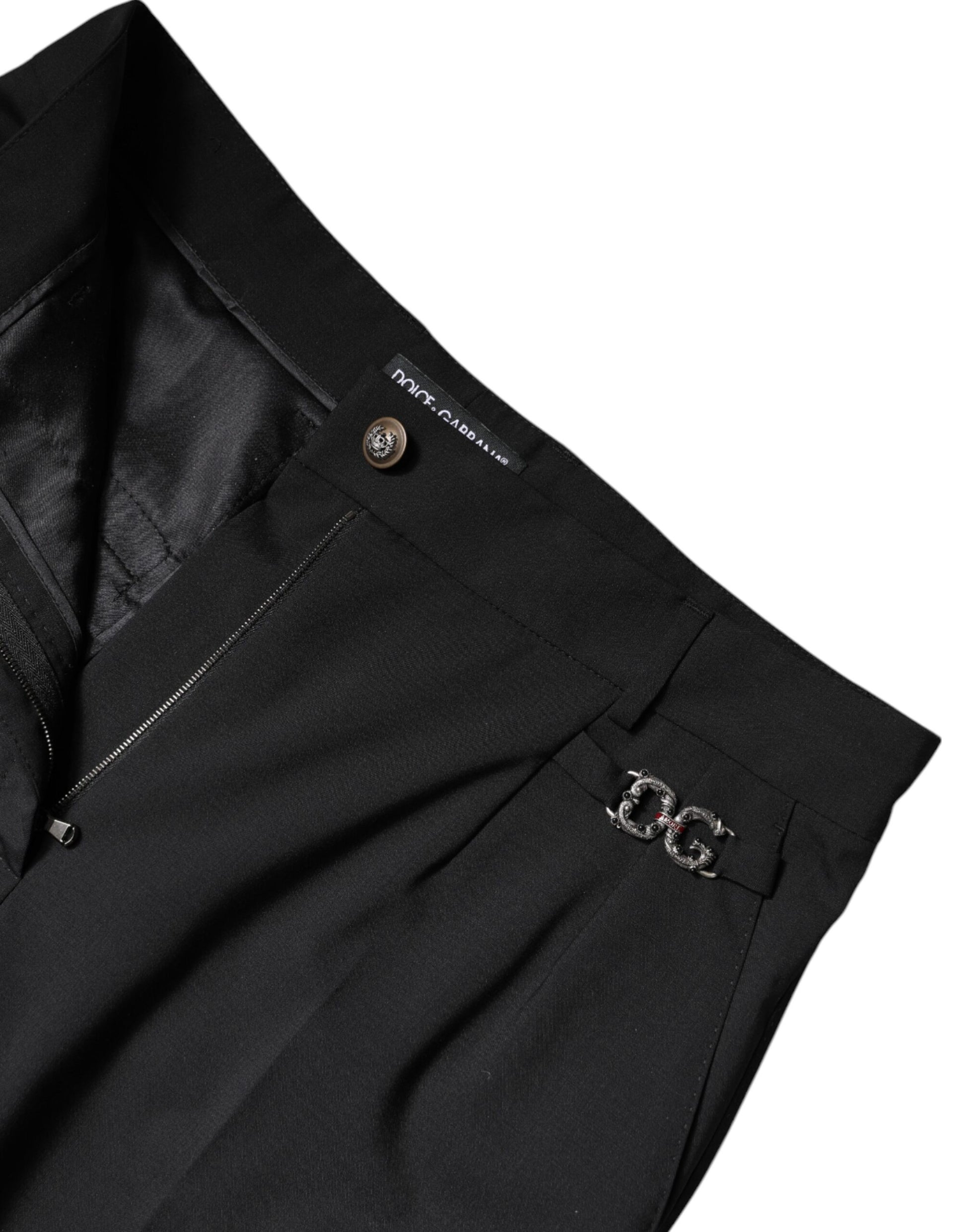 Dolce & Gabbana Black Polyester High Waist Dress Pants