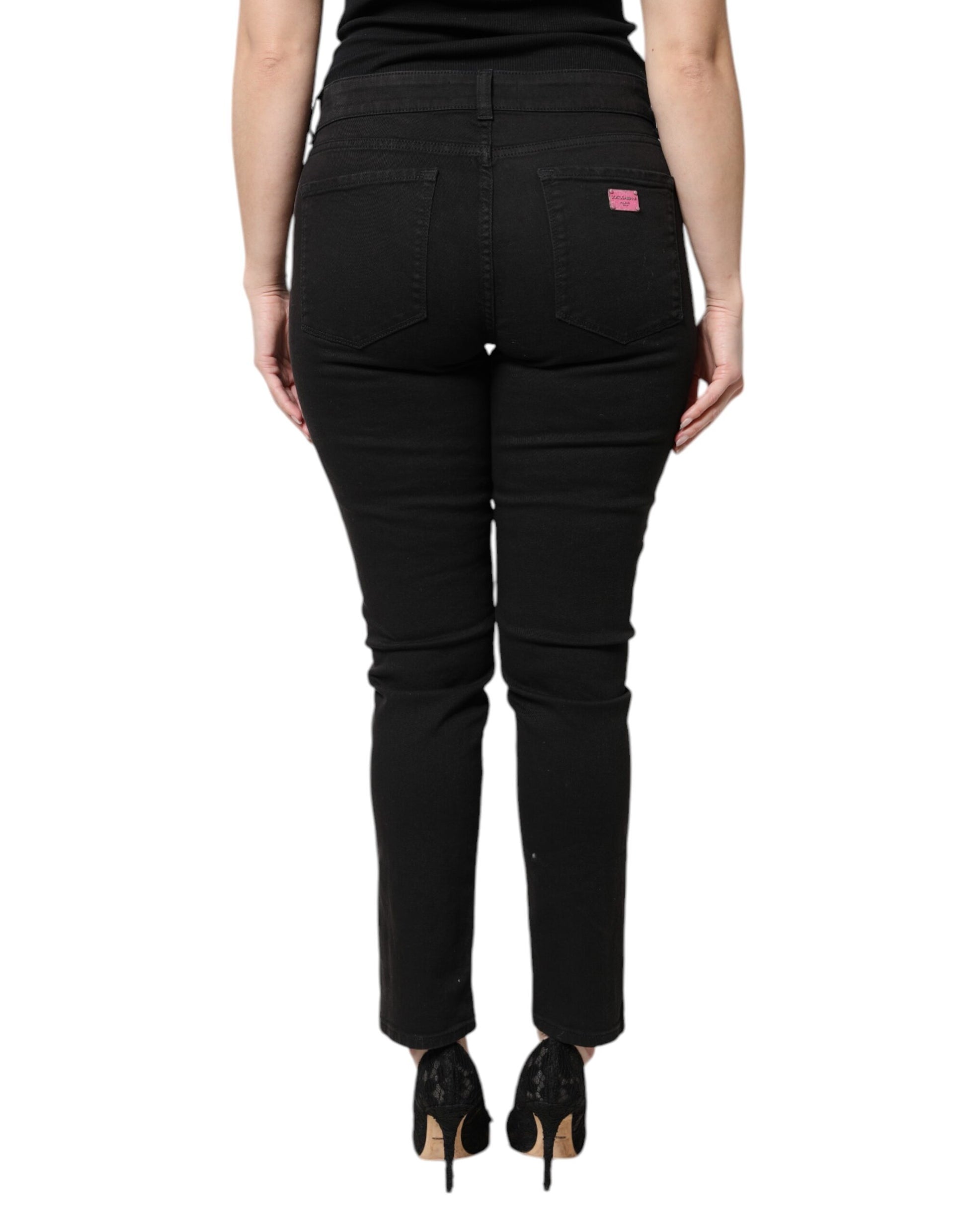 Dolce & Gabbana Black Cotton High Waist Skinny Denim Jeans