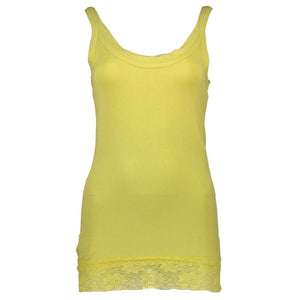 Yellow Cotton Womens Tank with Lace Detail