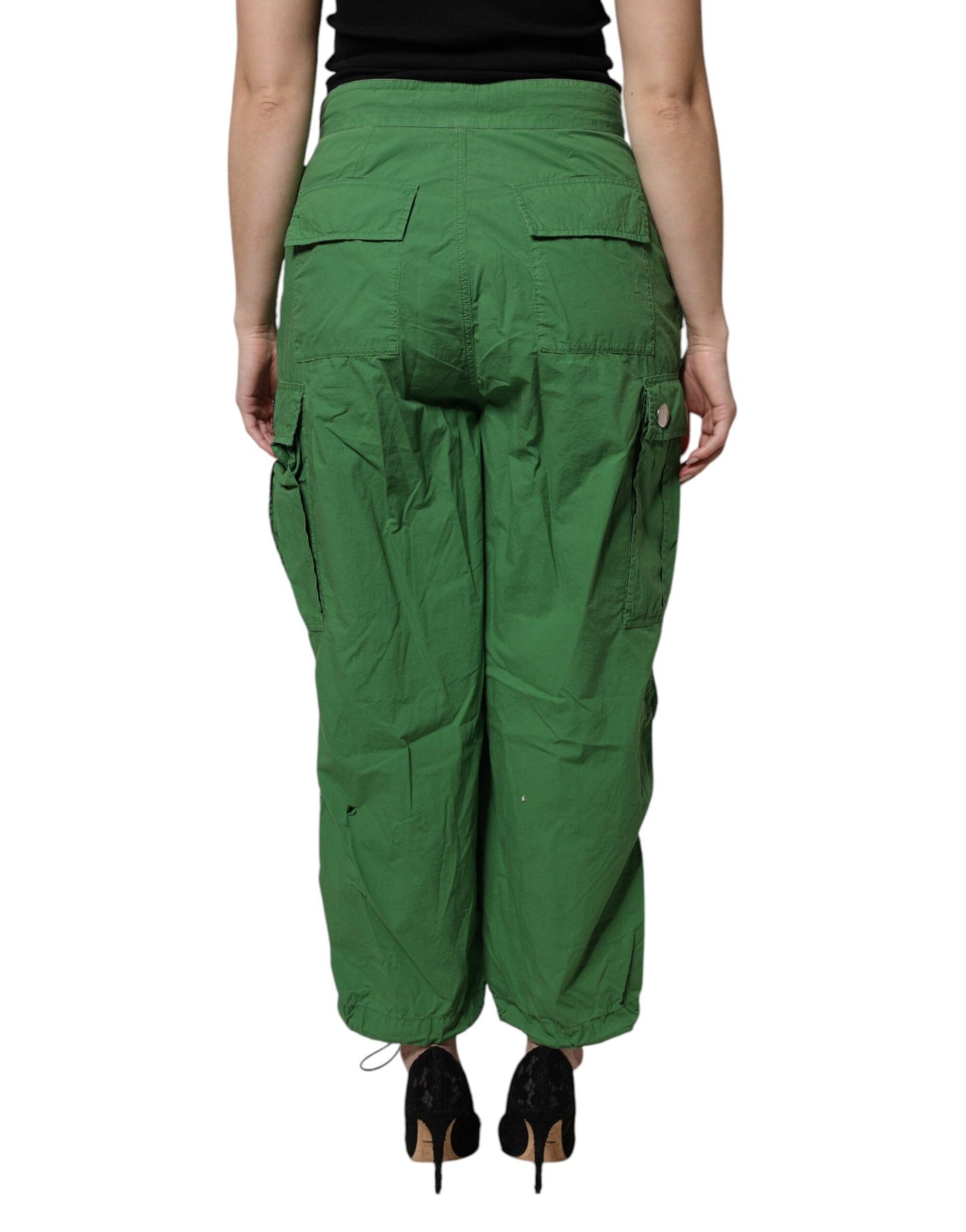 Dolce & Gabbana Green Cotton High Waist Cargo Pants
