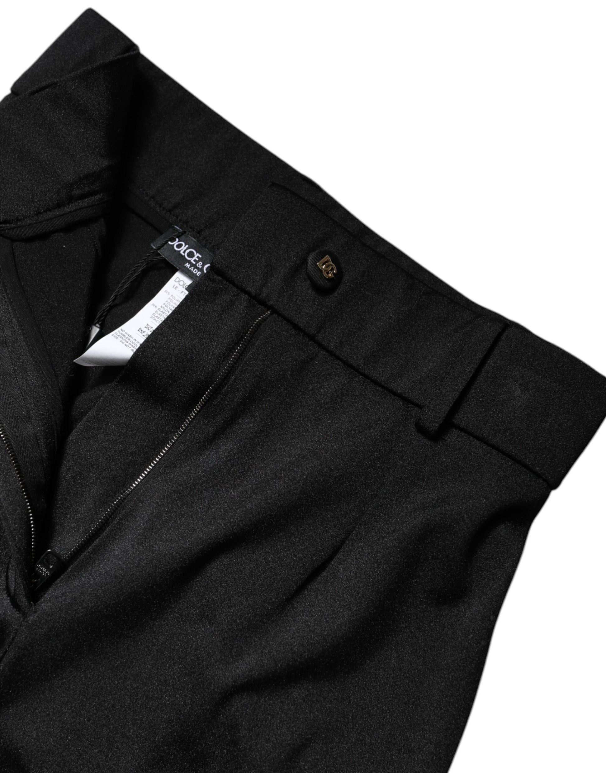 Schwarze Slim Fit-Hose aus Nylon mit hoher Taille