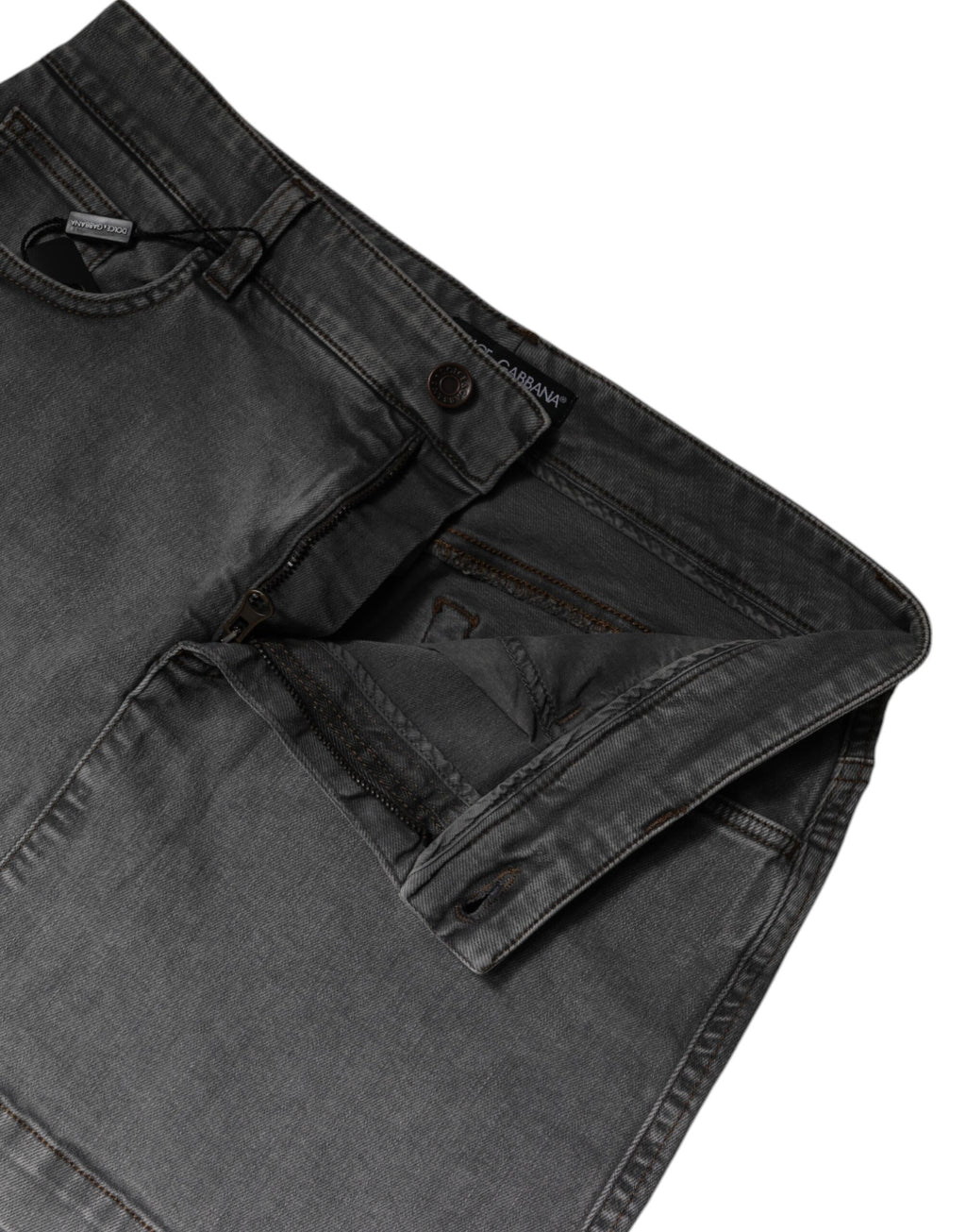Grauer Denim-Minirock aus Baumwollstretch mit mittlerer Taille