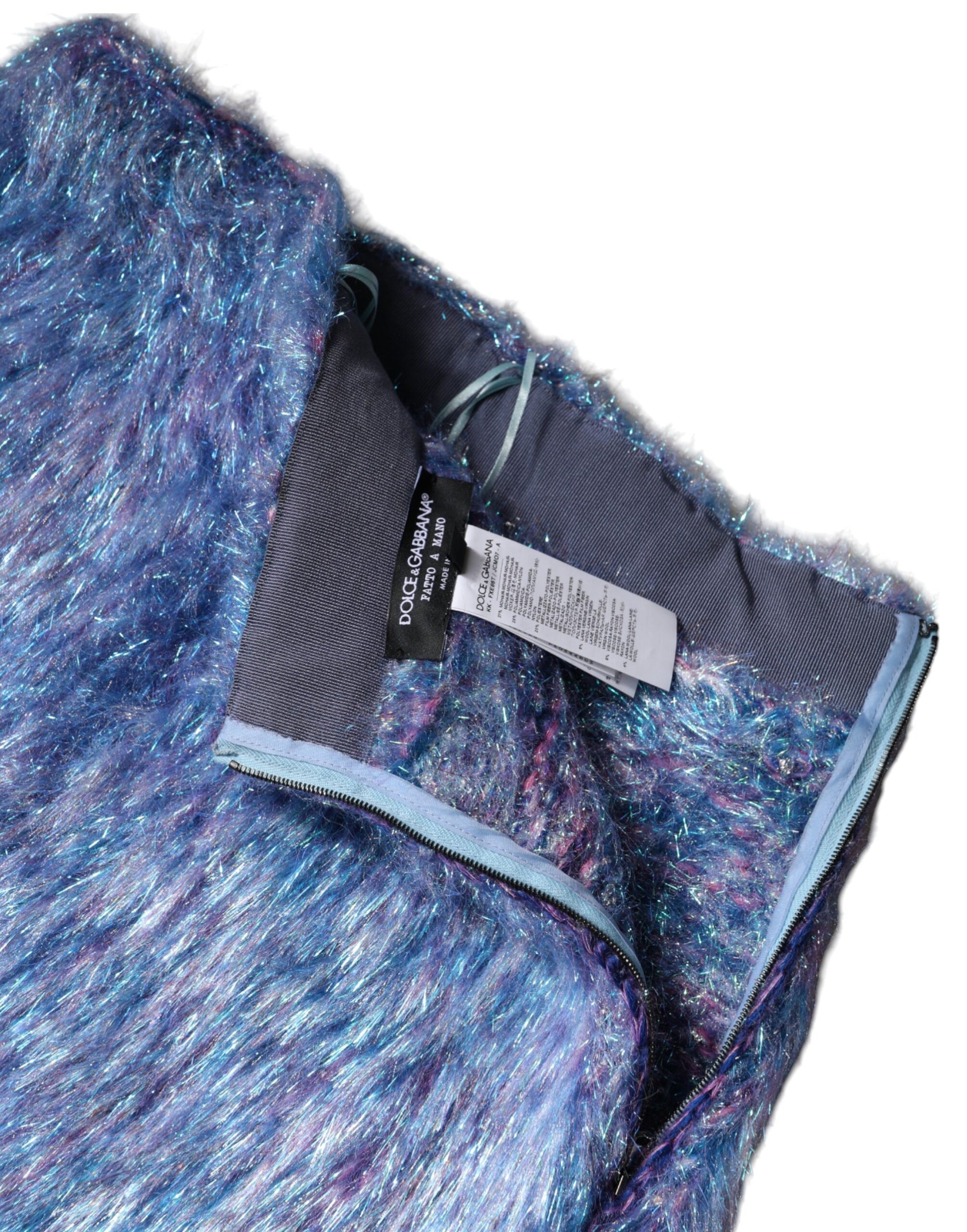 Mehrfarbiger Minirock aus Plüsch mit hoher Taille