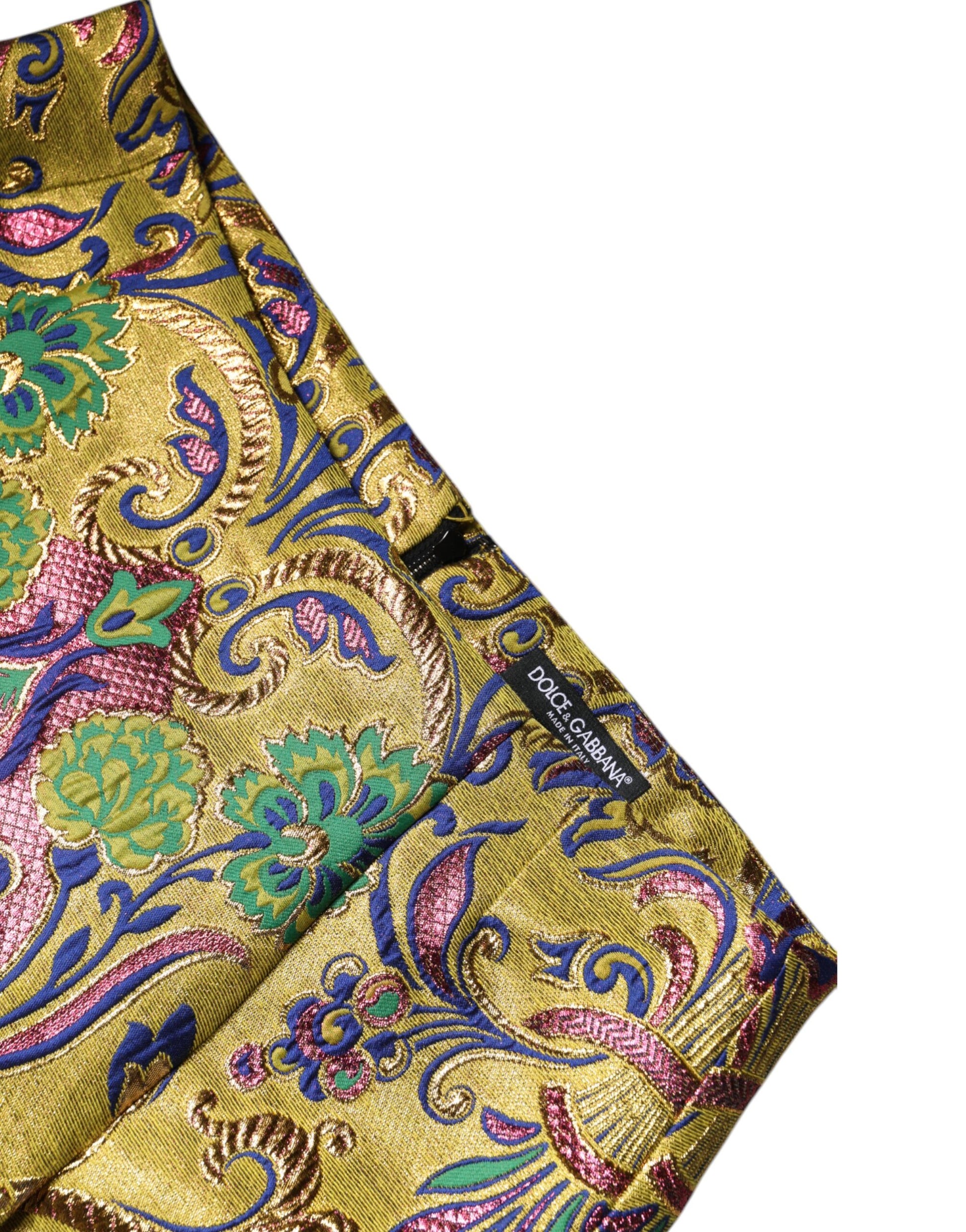 Mehrfarbiger Jacquard-Minirock mit Blumenmuster und mittlerer Taille