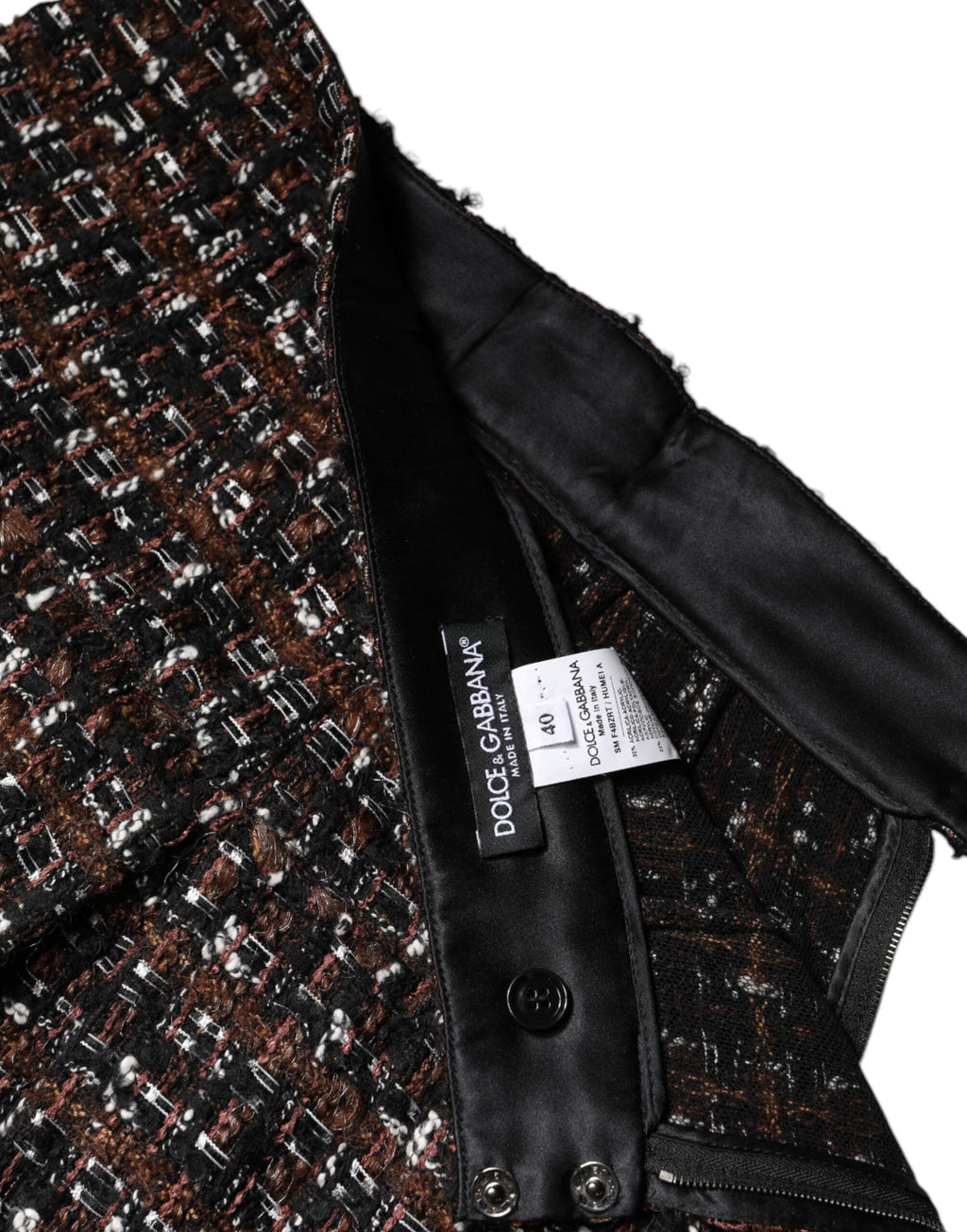 Mehrfarbiger Minirock aus Tartan-Tweed mit hoher Taille