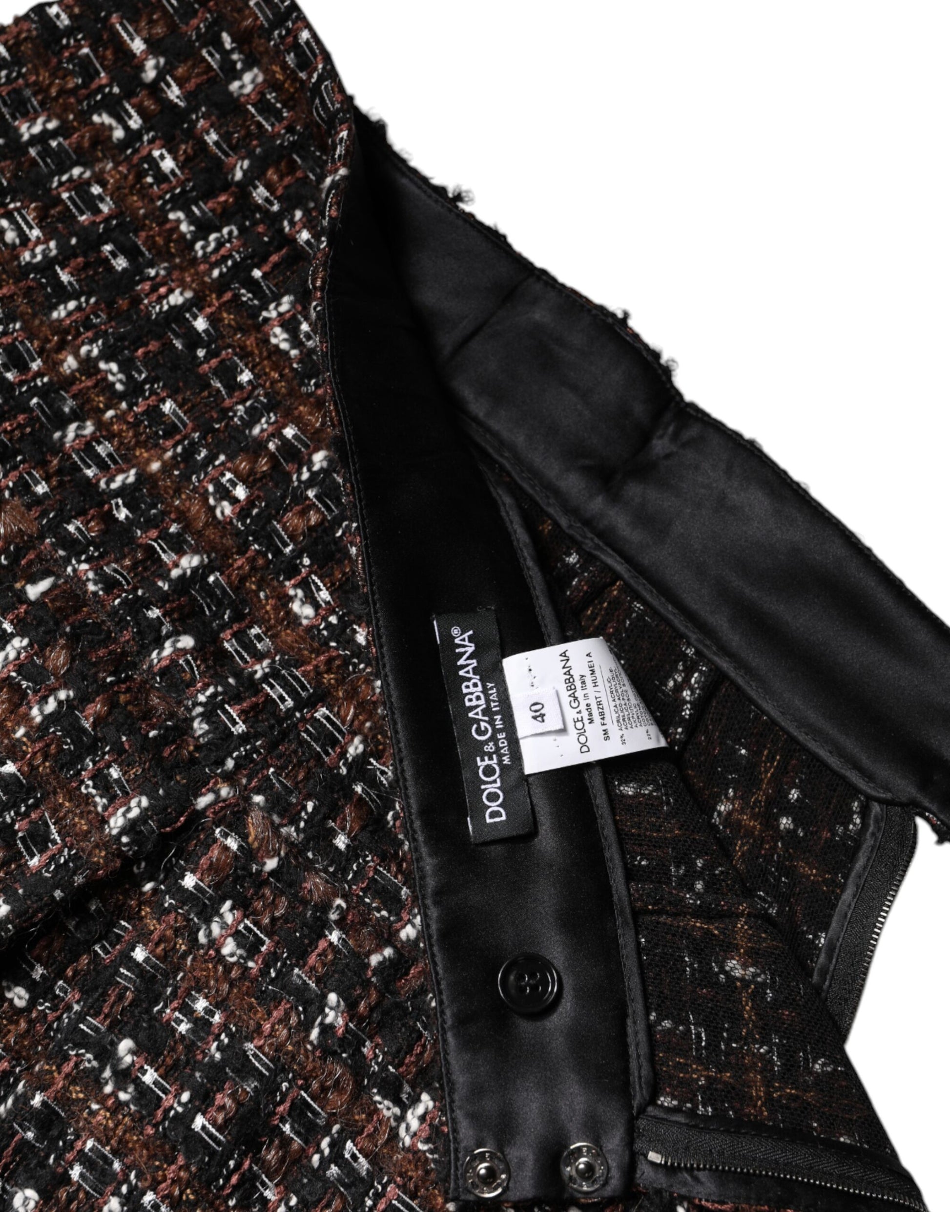 Mehrfarbiger Minirock aus Tartan-Tweed mit hoher Taille
