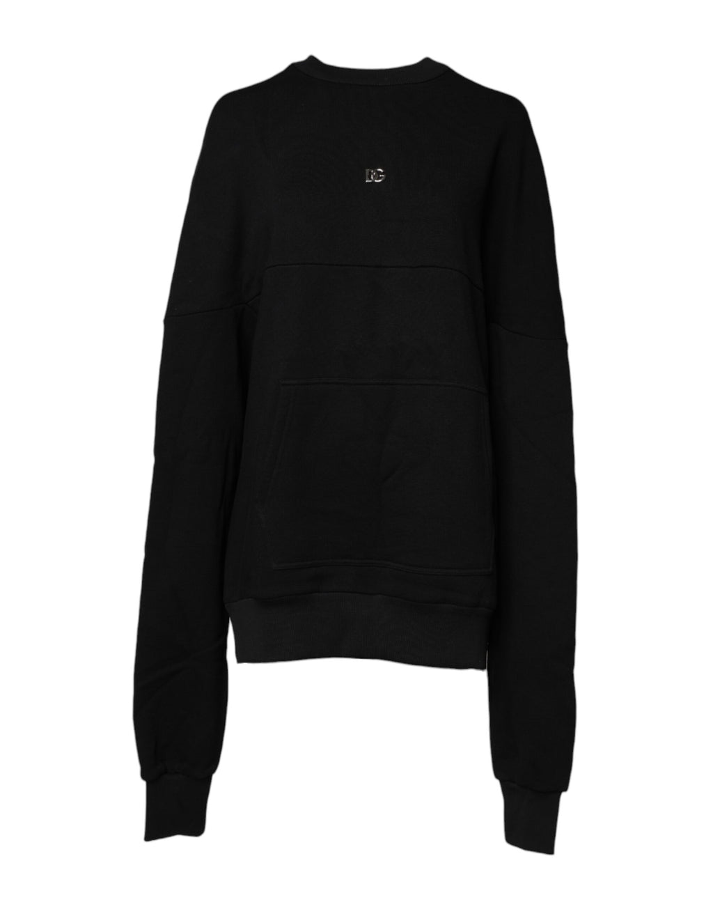 Schwarzer Sweatshirt-Pullover aus Baumwolle mit Rundhalsausschnitt