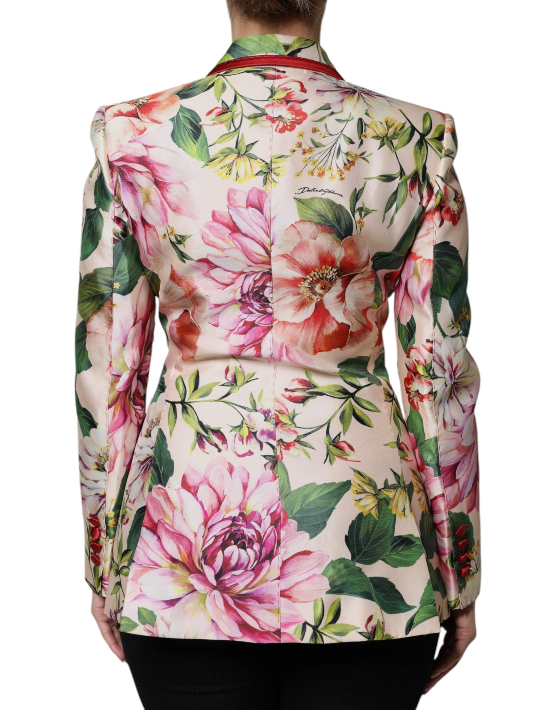 Mehrfarbige, zweireihige Jacke mit Blumenmuster