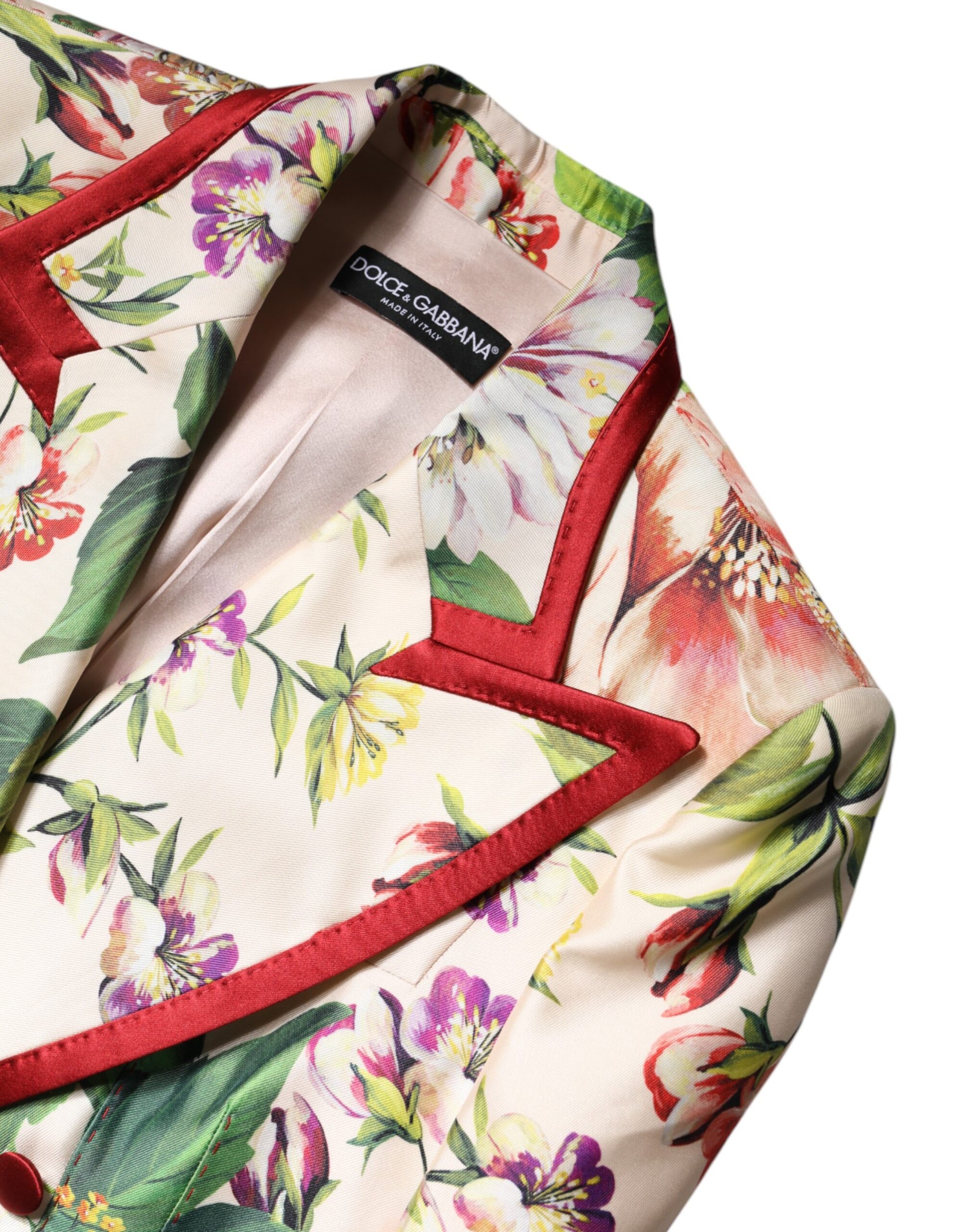 Mehrfarbige, zweireihige Jacke mit Blumenmuster