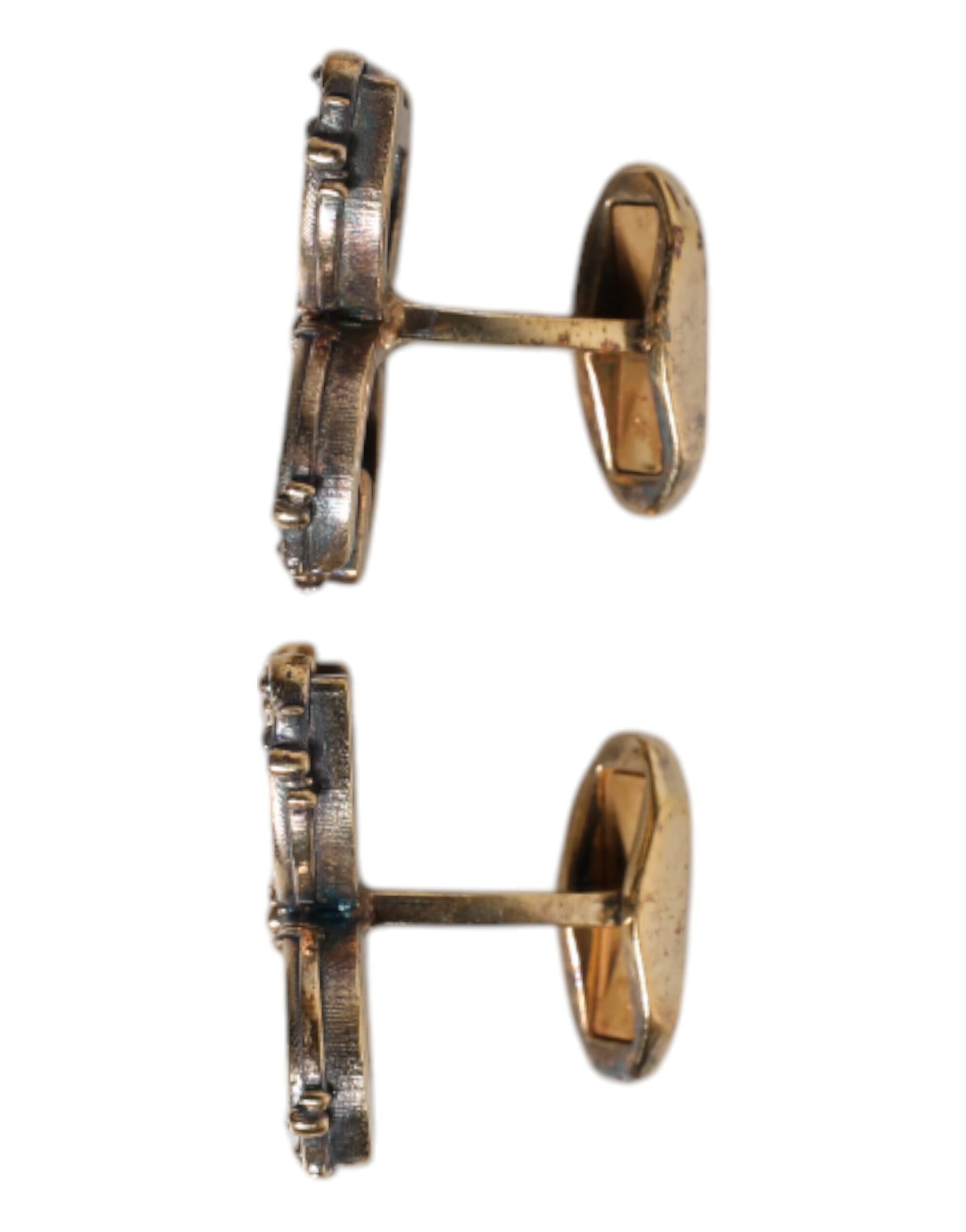Manschettenknopf aus 925er Sterlingsilber mit DG-Logo, goldfarben