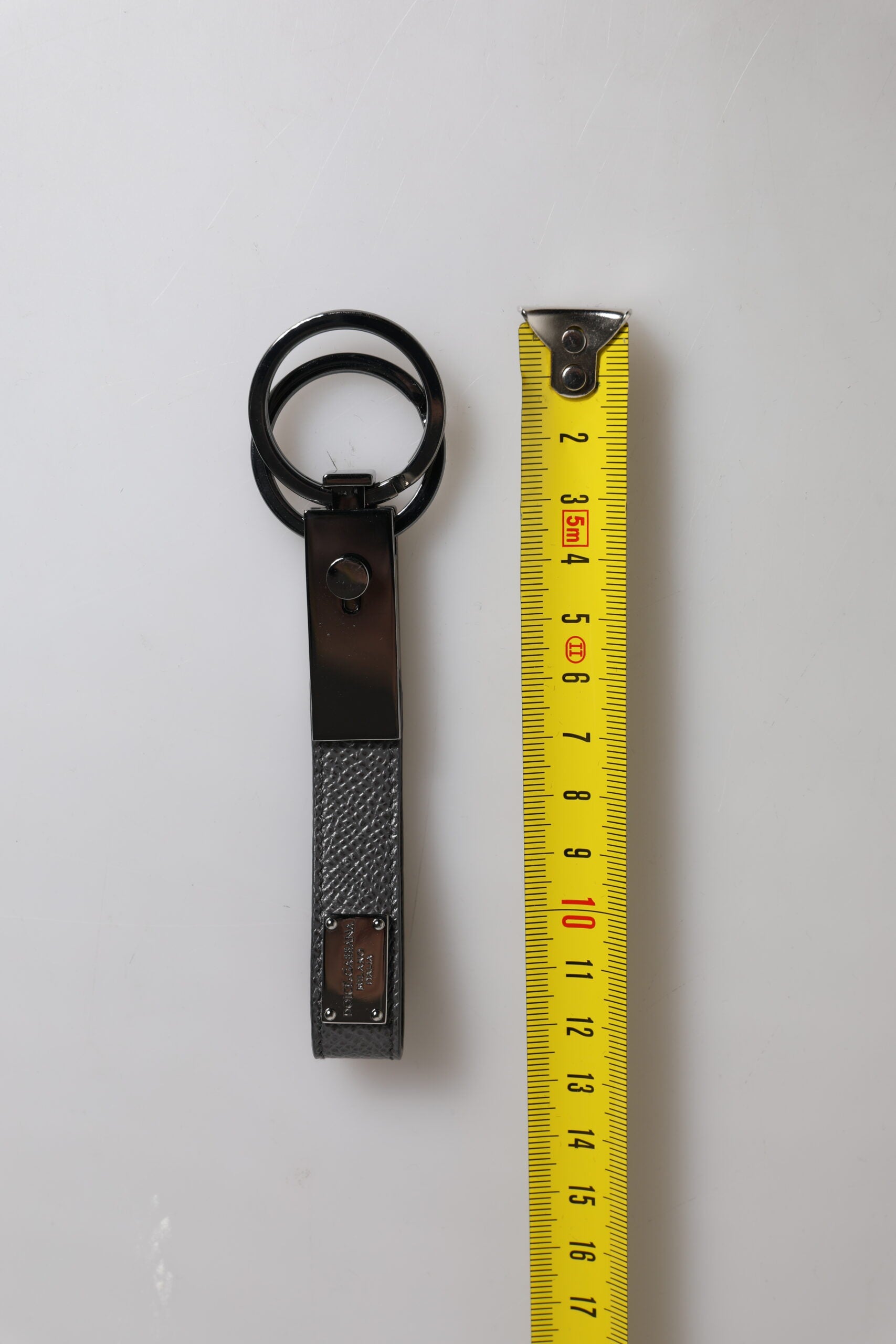 Braunes Leder DG Plakette Doppel-Schlüsselring Halter Schlüsselanhänger