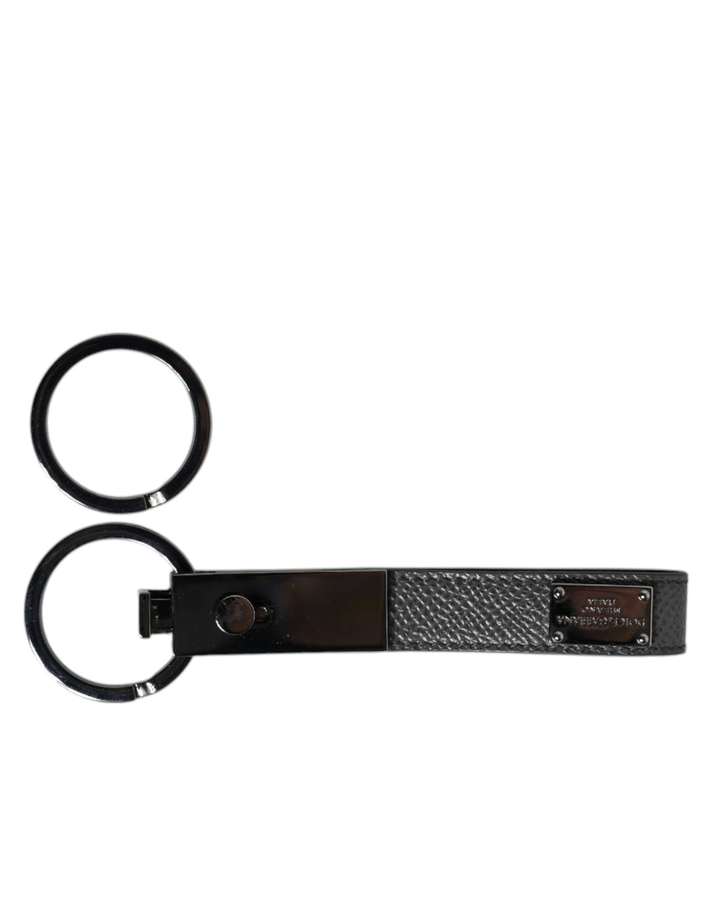 Brown Leather DG Plaque Double Keyring Holder Keychain