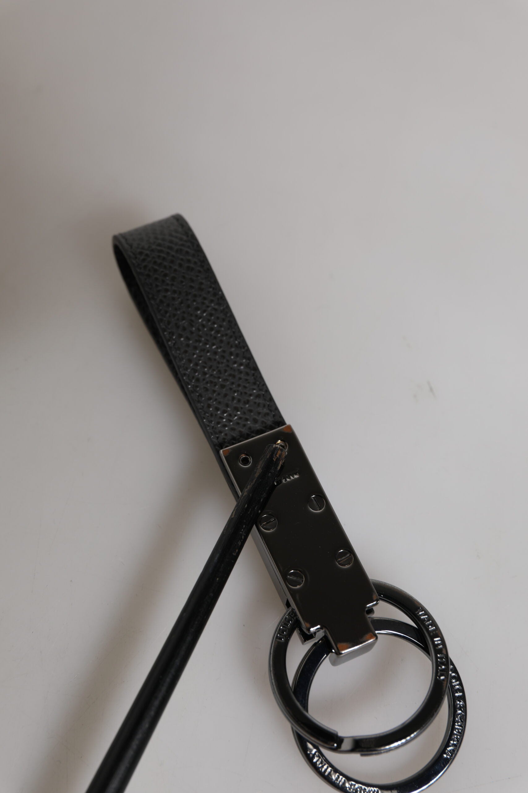 Braunes Leder DG Plakette Doppel-Schlüsselring Halter Schlüsselanhänger