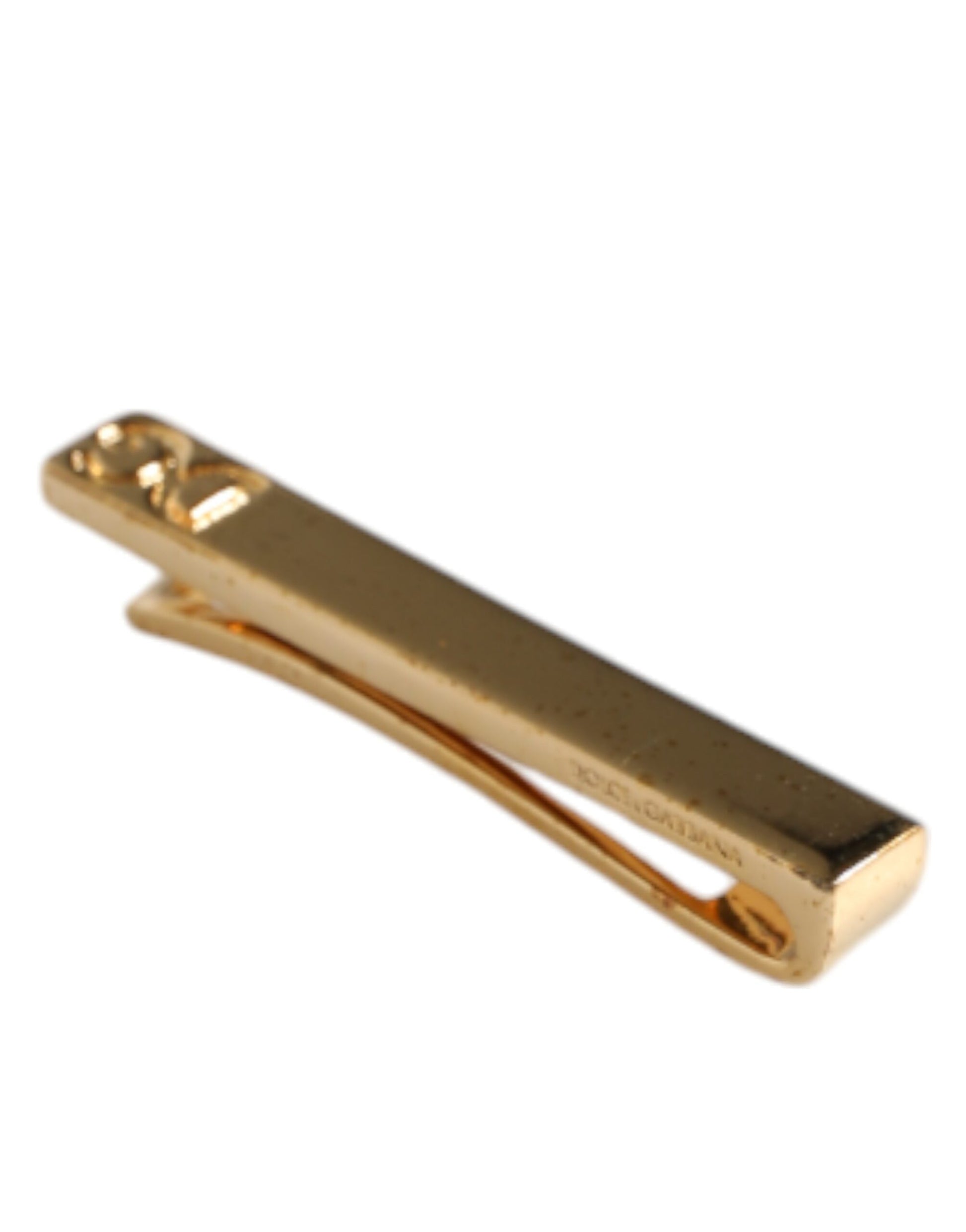 Goldfarbene Krawattenklammer aus Messing mit Kristallen