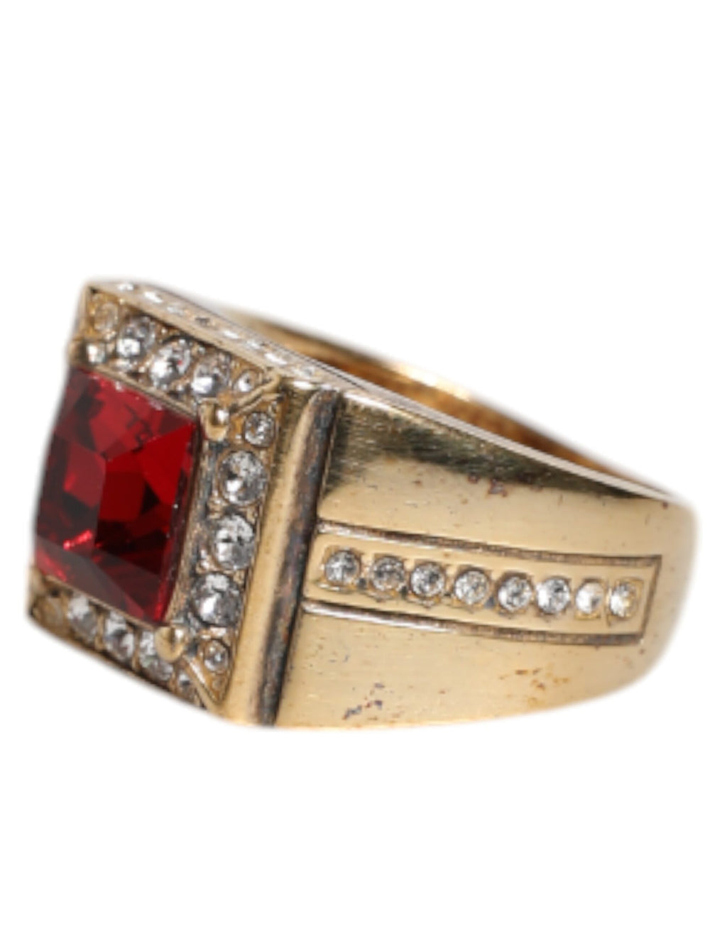 Goldfarbener Ring aus Sterlingsilber 925 mit Kristallen