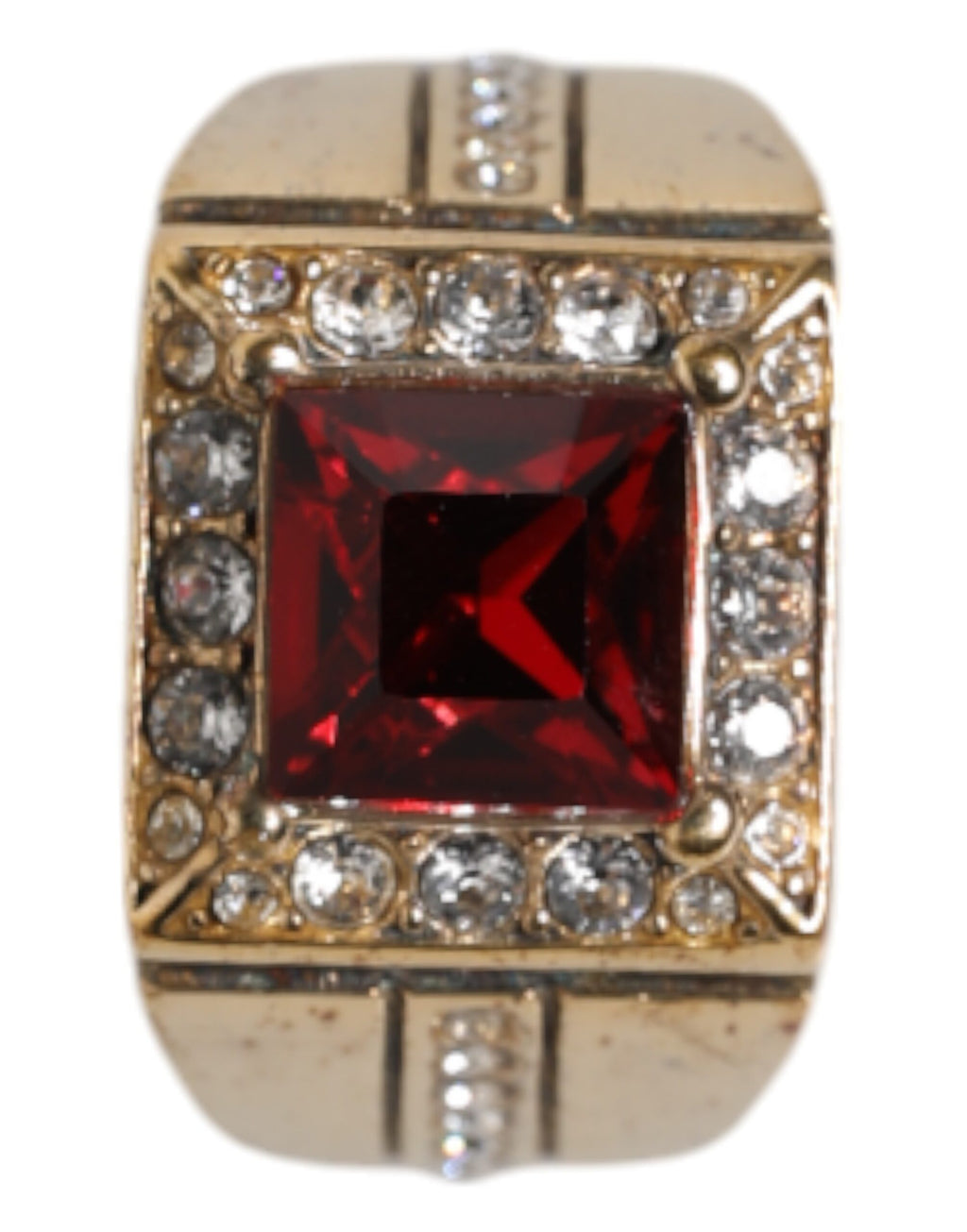 Goldfarbener Ring aus Sterlingsilber 925 mit Kristallen