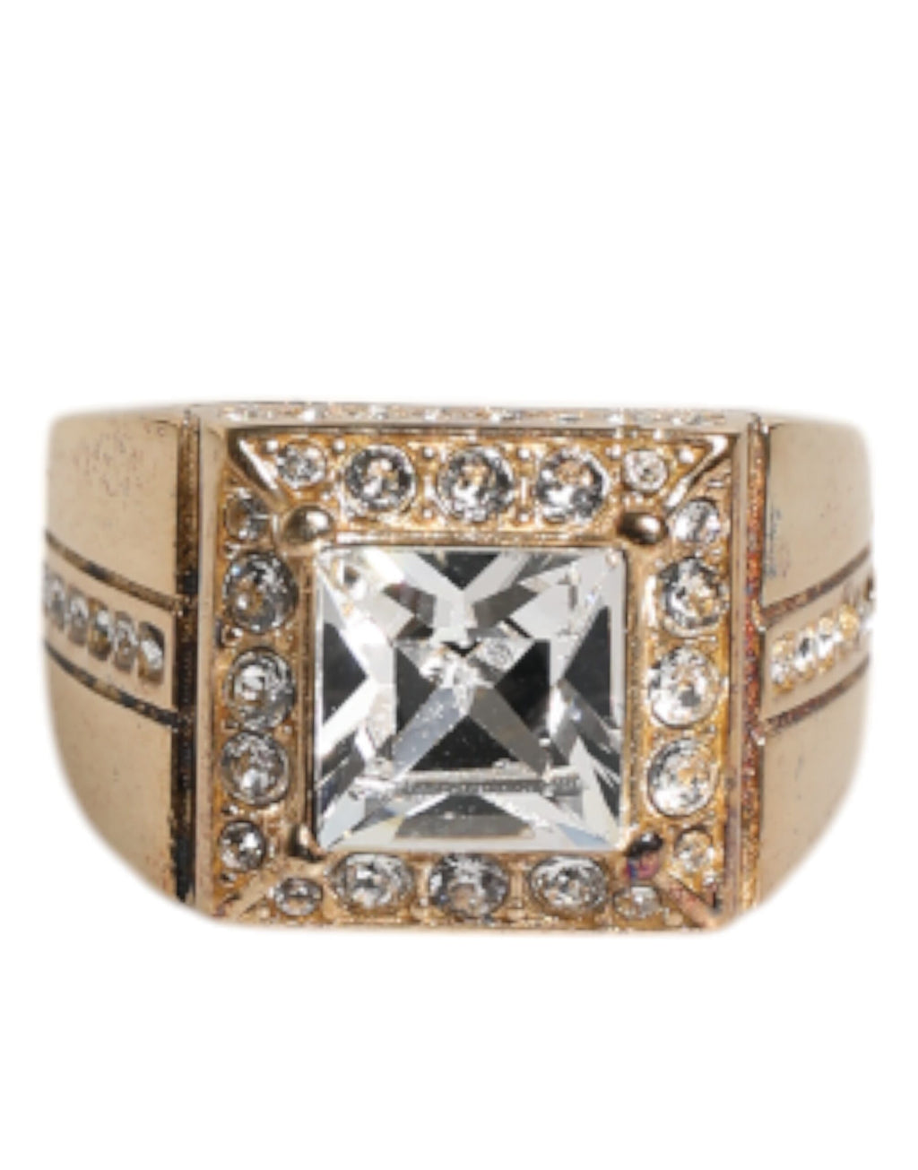 Goldfarbener Ring aus Sterlingsilber 925 mit Kristallen