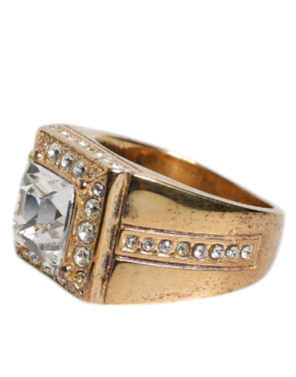 Goldfarbener Ring aus Sterlingsilber 925 mit Kristallen