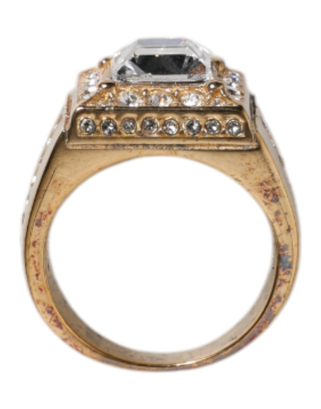 Goldfarbener Ring aus Sterlingsilber 925 mit Kristallen
