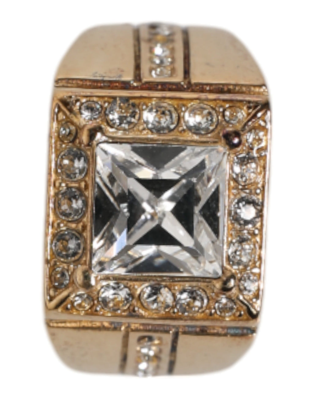 Goldfarbener Ring aus Sterlingsilber 925 mit Kristallen
