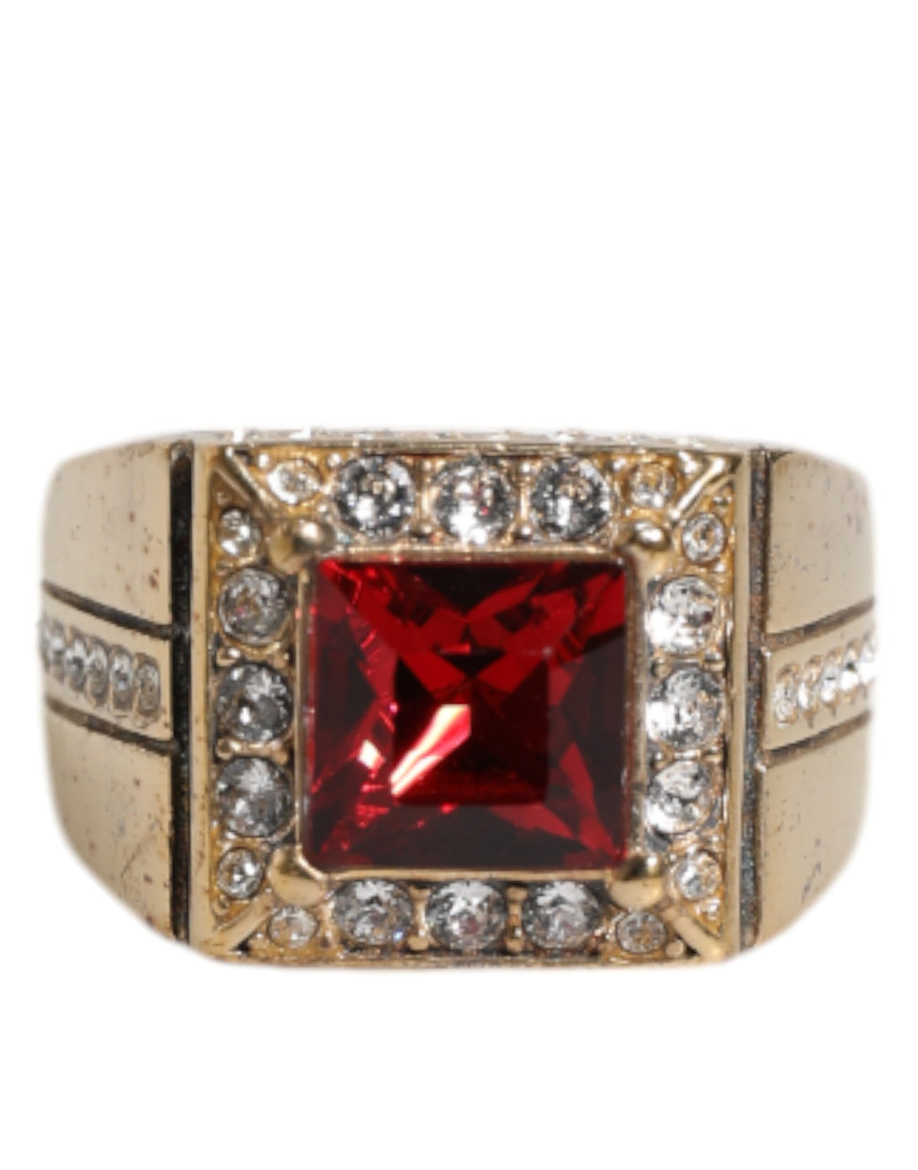 Goldfarbener Ring aus Sterlingsilber 925 mit Kristallen