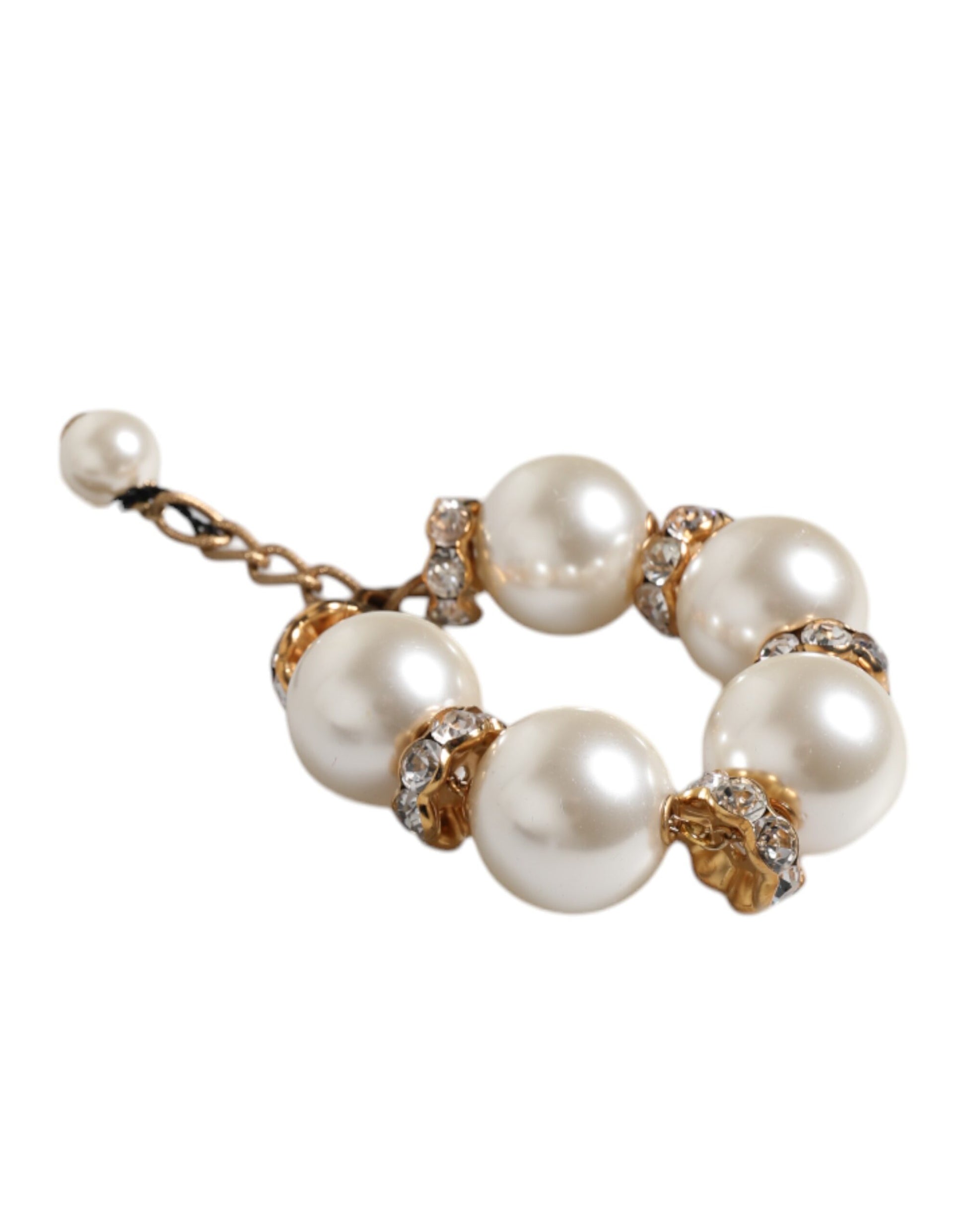 Goldfarbenes Logoarmband aus Messing mit Maxi-Perlen und Karabinerverschluss