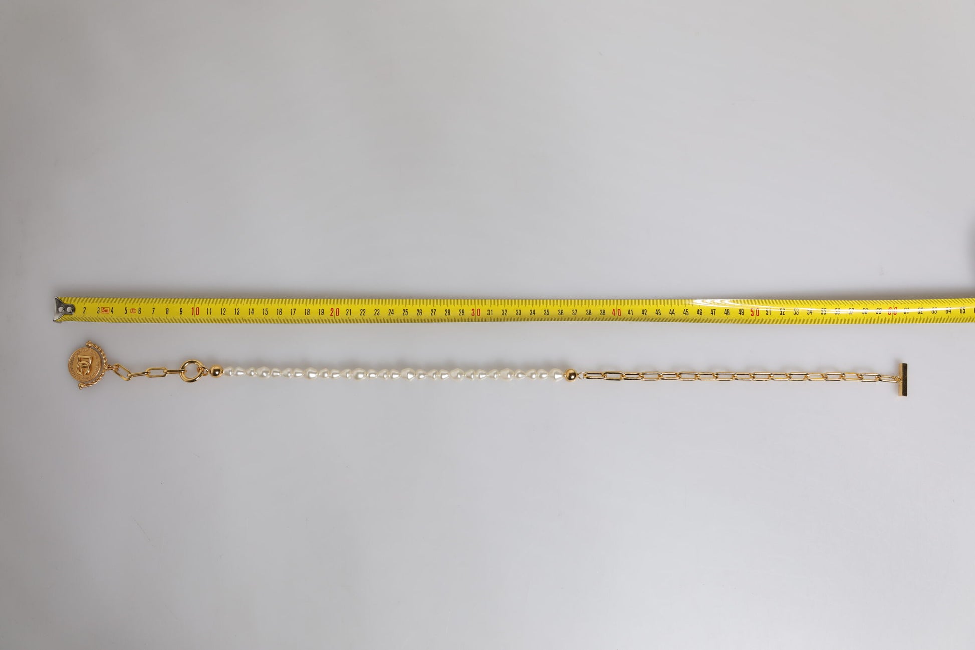 Dolce & Gabbana Gold Chain Brass Faux Pearl Charm Logo Pendant Necklace