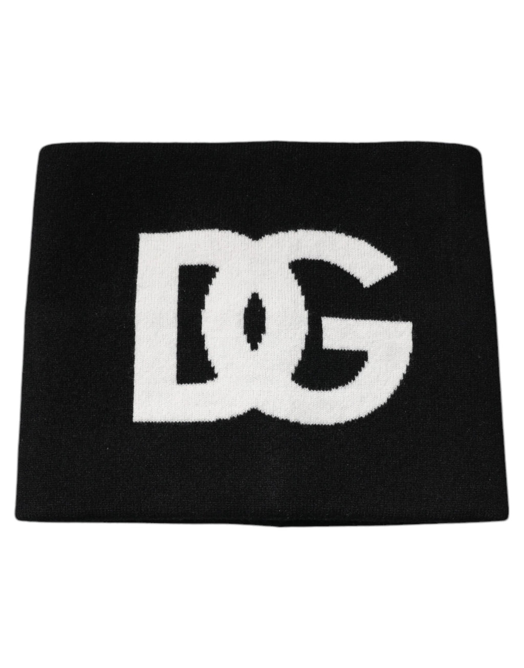 Schwarzer quadratischer Taschentuchschal aus Kaschmir mit DG-Logo