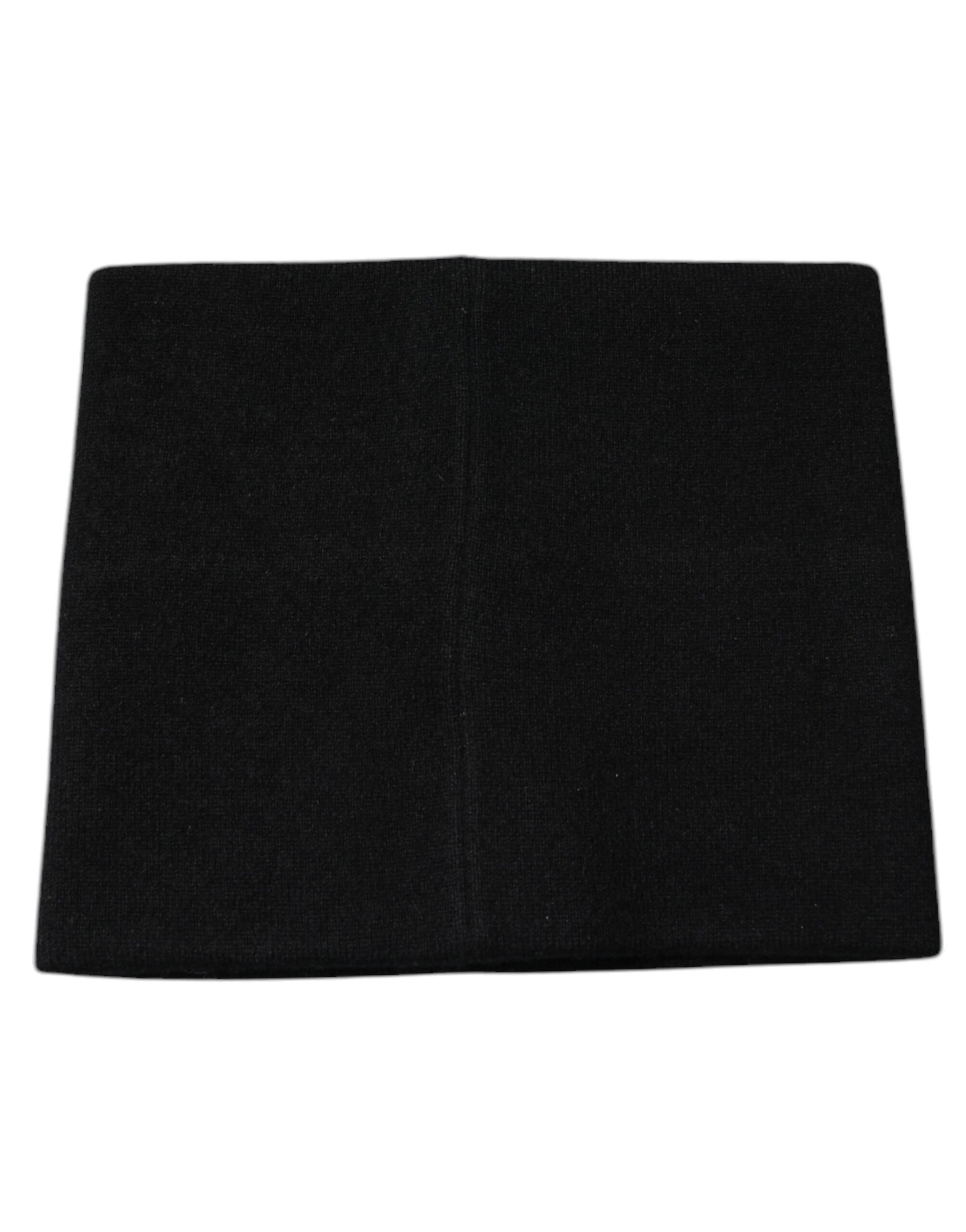 Dolce & Gabbana Black Cashmere DG Logo Square Handkerchief Scarf
