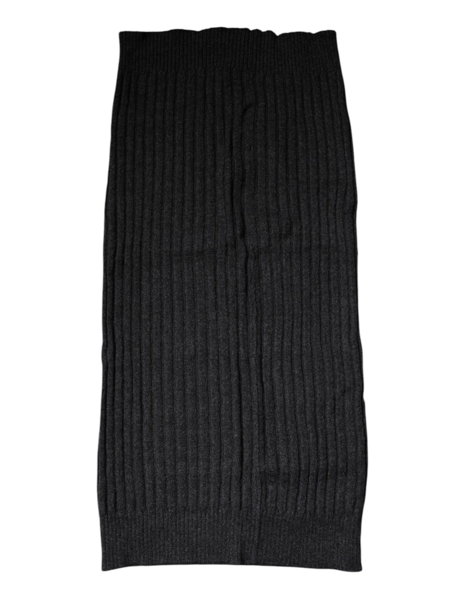 Dolce & Gabbana Black Cashmere Knitted Neck Warmer Foulard Scarf
