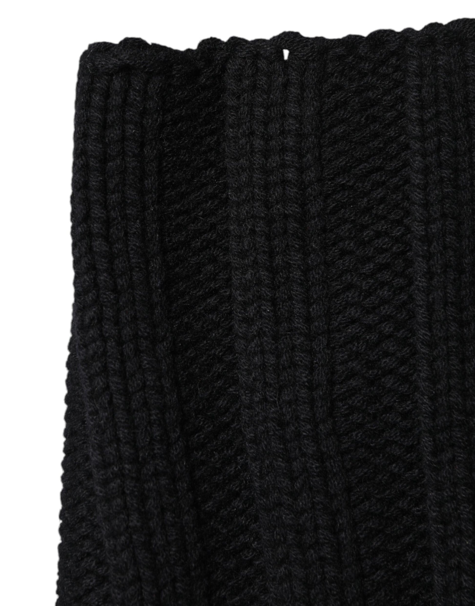 Dolce & Gabbana Black Cashmere Knitted Neck Warmer Foulard Scarf