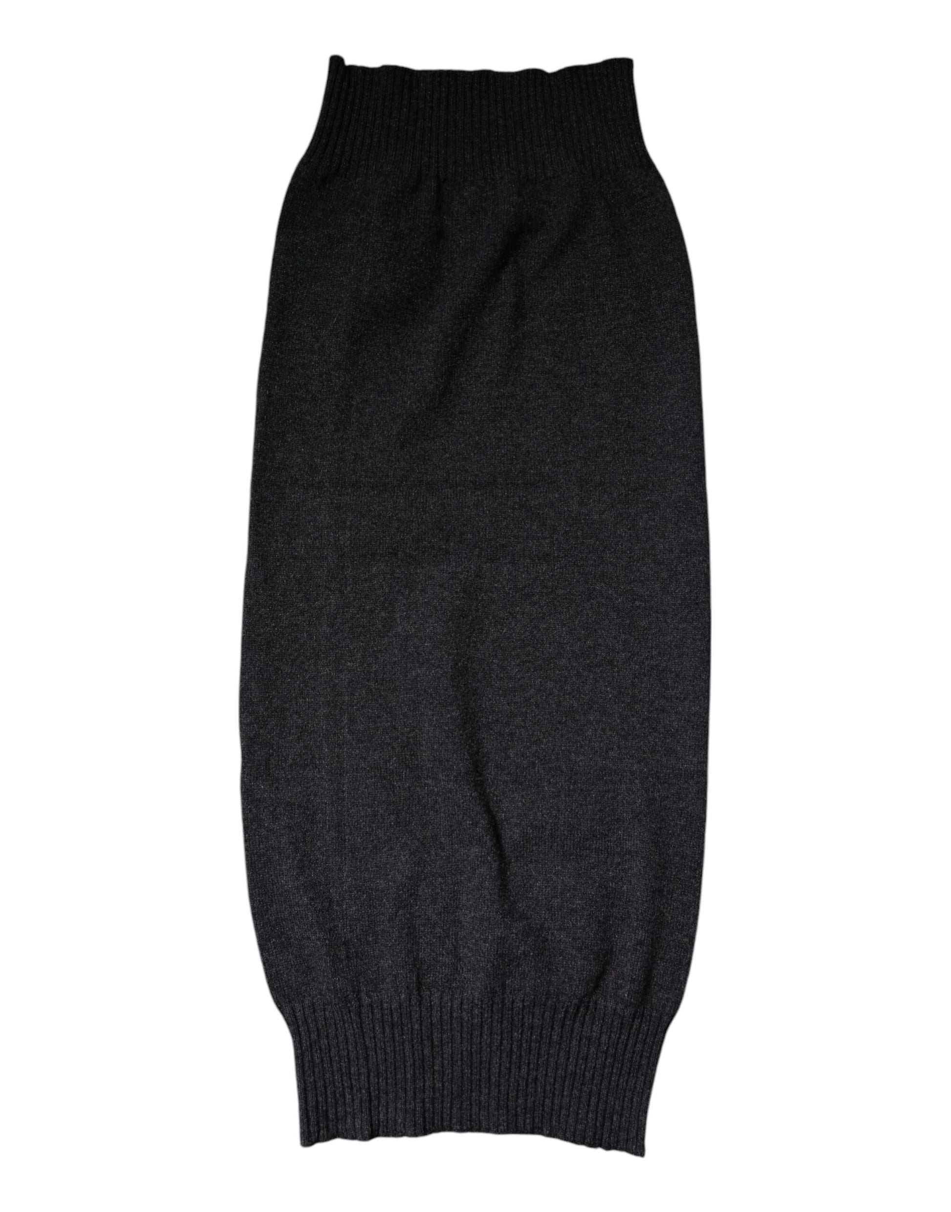 Dolce & Gabbana Black Cashmere Knitted Neck Warmer Foulard Scarf