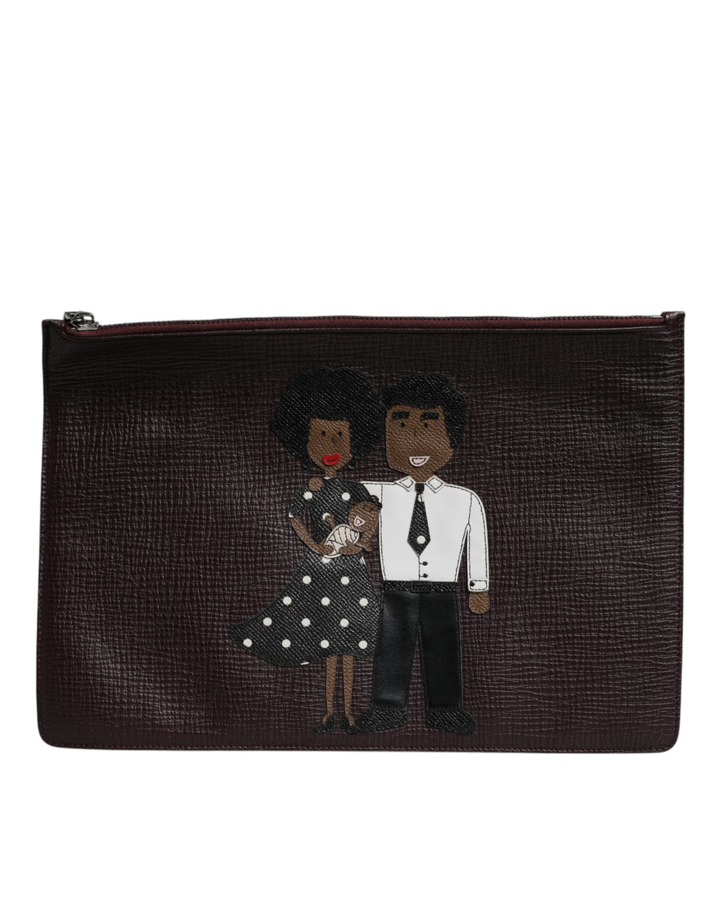 Braune Leder #DGFAMILY Verzierte Herren Clutch Tasche