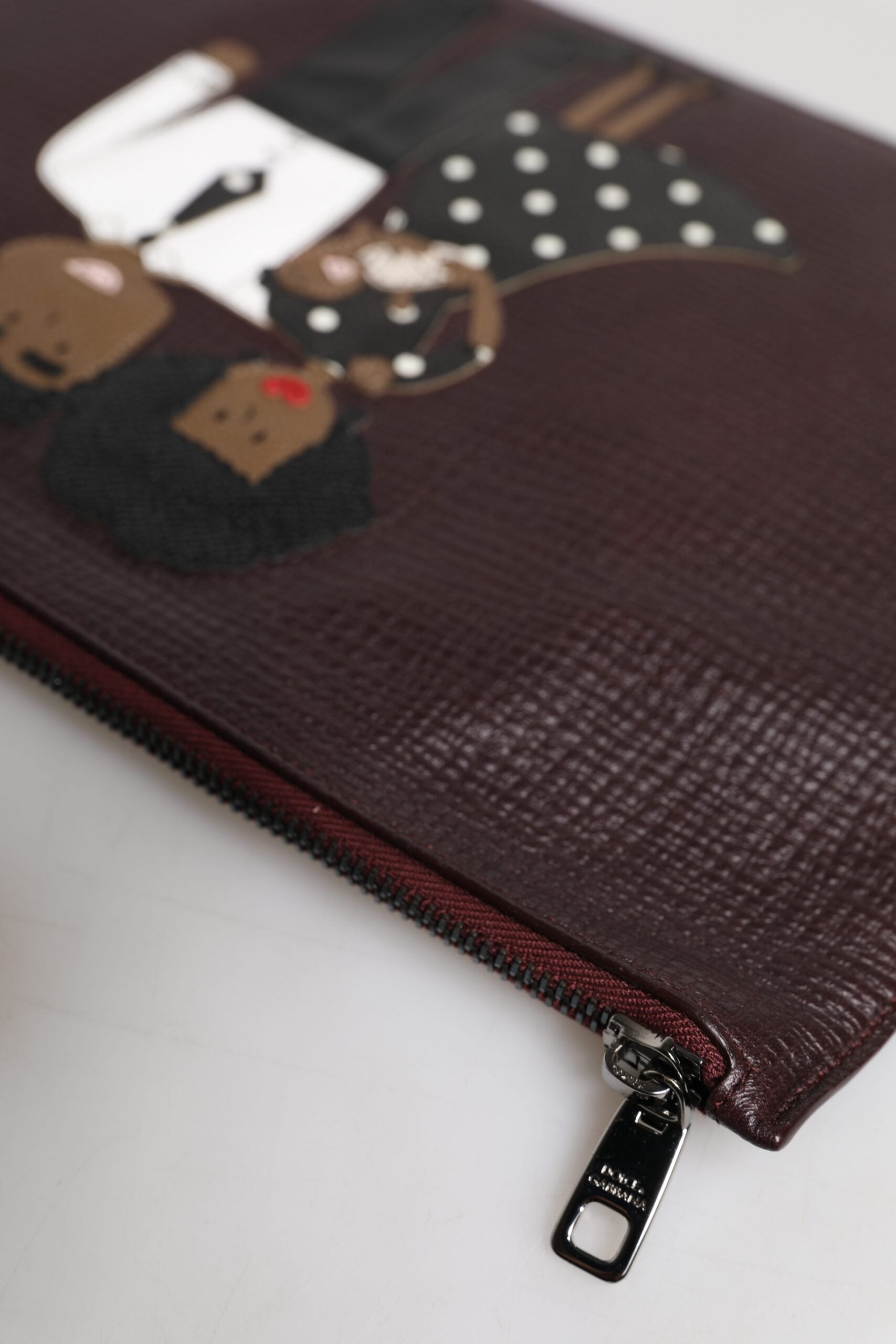 Braune Leder #DGFAMILY Verzierte Herren Clutch Tasche