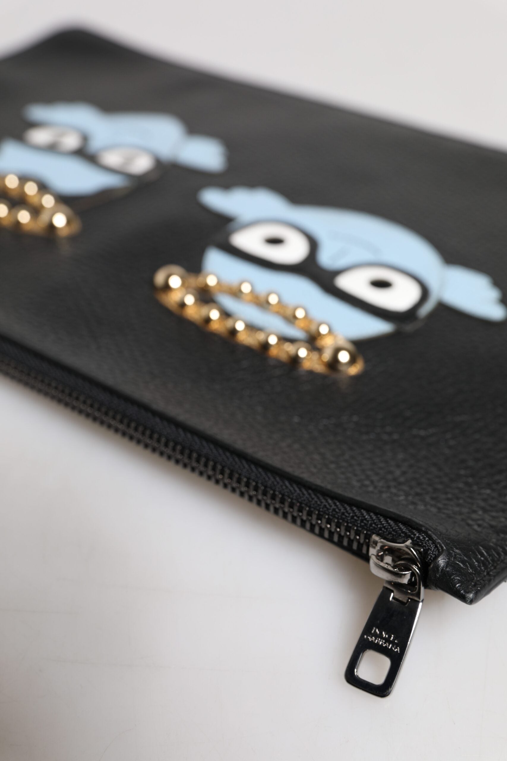 Schwarze Ledertasche mit Reißverschluss #DGFAMILY für Herren