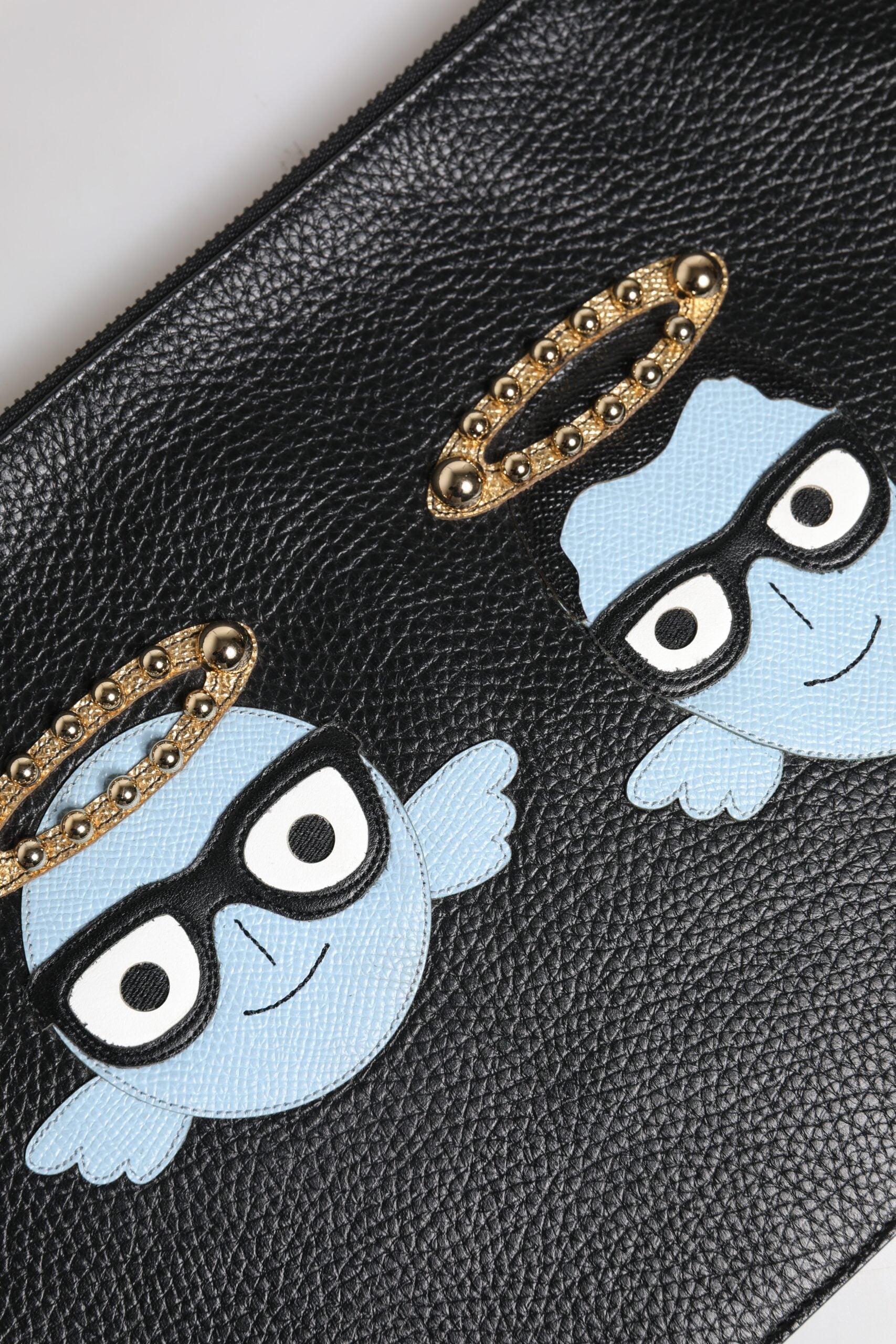 Schwarze Ledertasche mit Reißverschluss #DGFAMILY für Herren