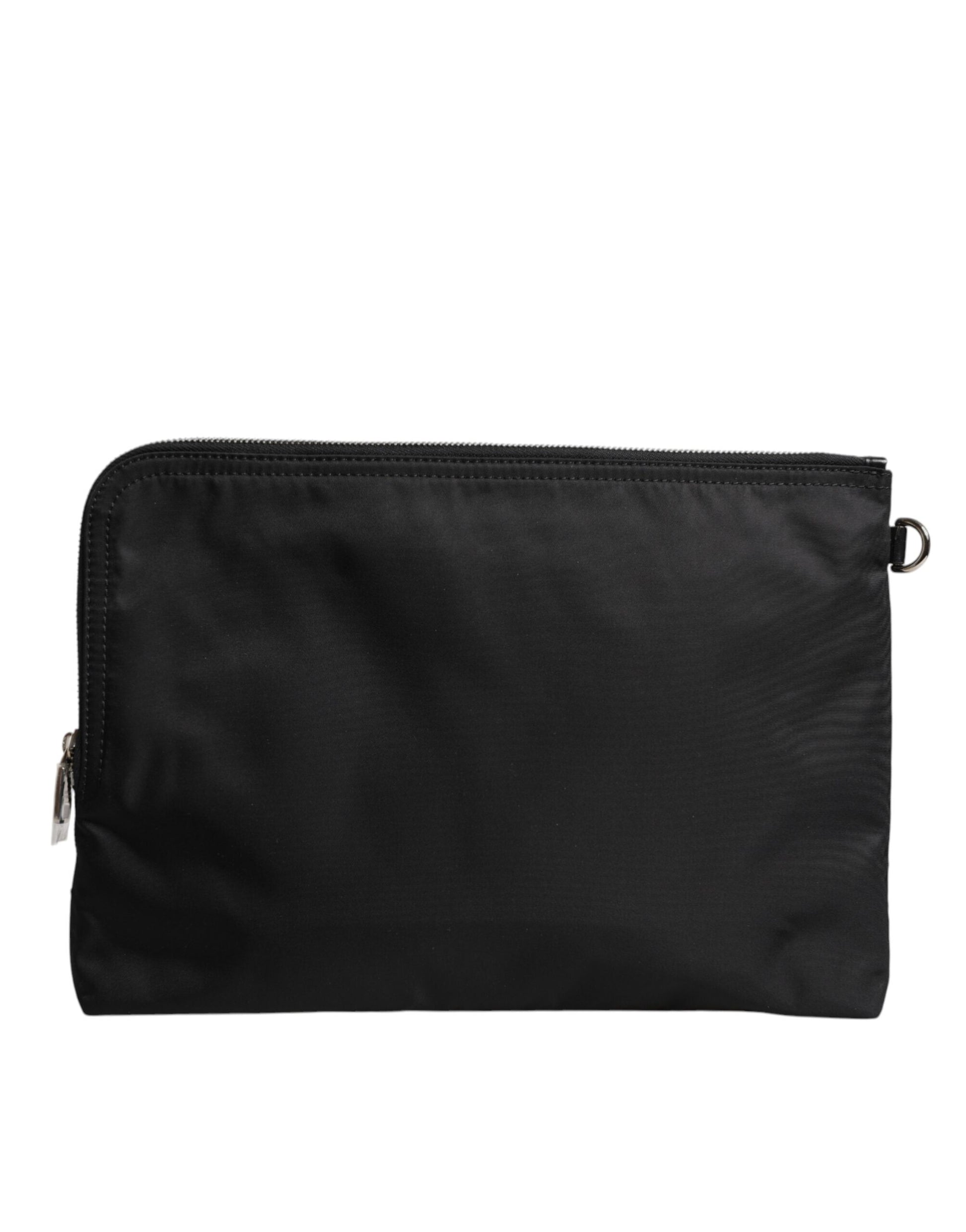 Schwarze Clutch aus Nylon mit DG Milano-Print